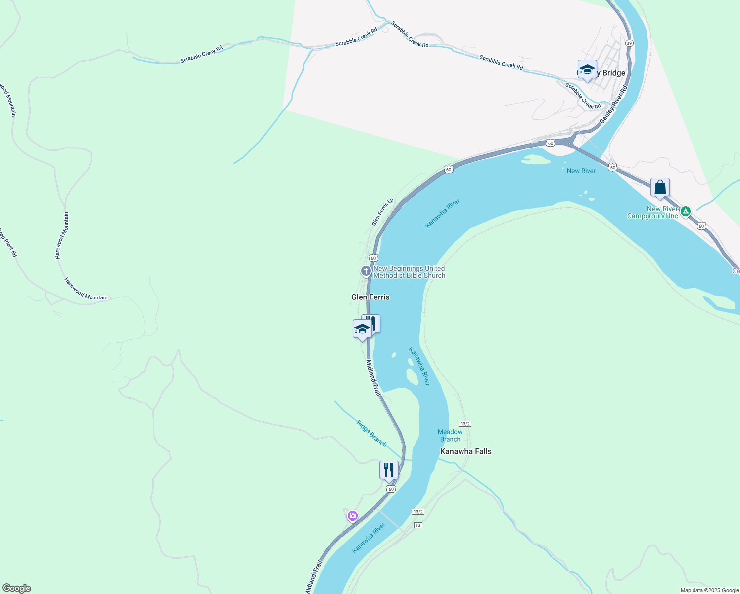map of restaurants, bars, coffee shops, grocery stores, and more near in Glen Ferris