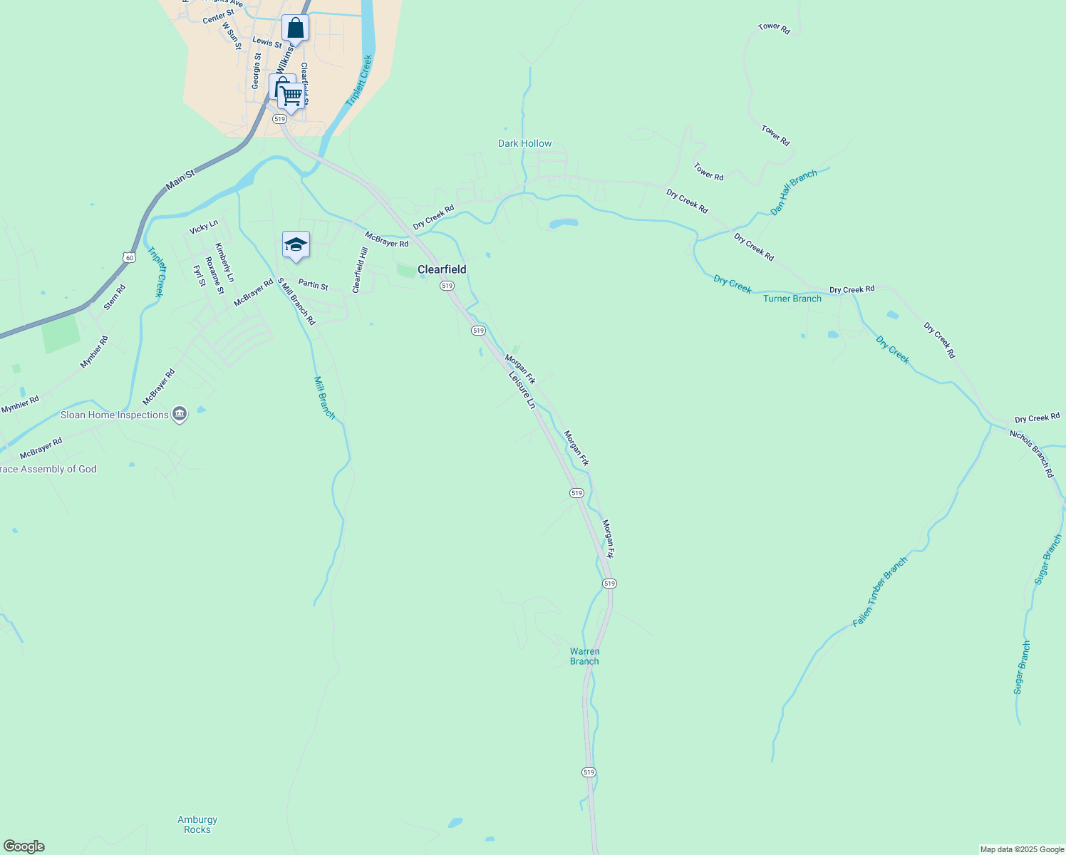 map of restaurants, bars, coffee shops, grocery stores, and more near 1503 Kentucky 519 in Morehead