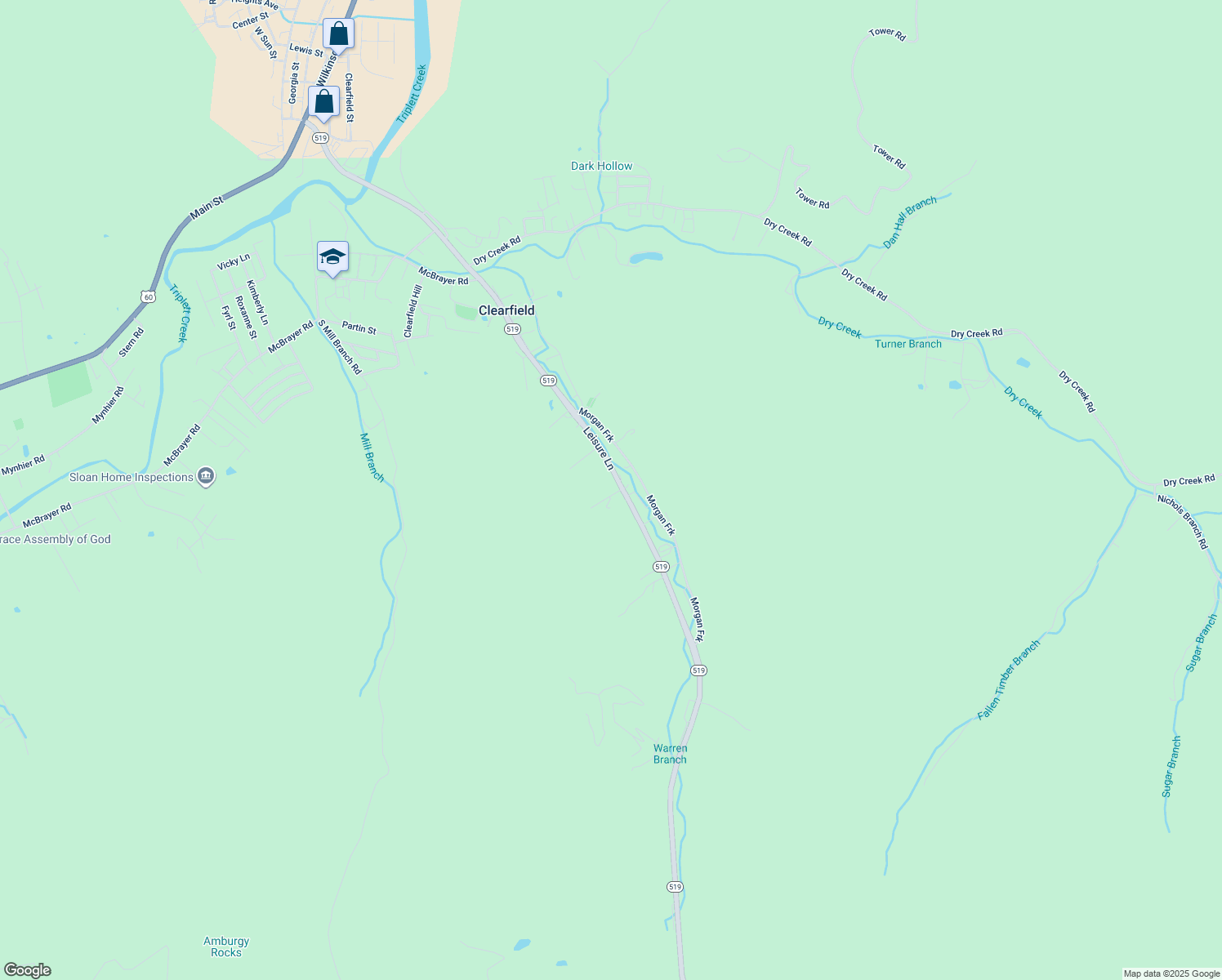 map of restaurants, bars, coffee shops, grocery stores, and more near 1503 Kentucky 519 in Morehead
