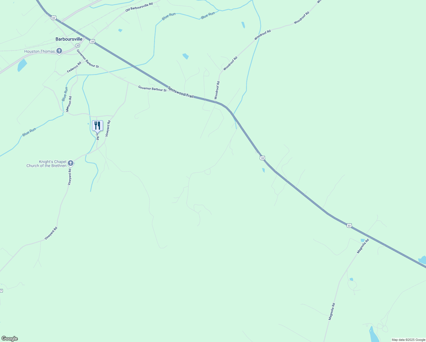 map of restaurants, bars, coffee shops, grocery stores, and more near 18239 Buzzard Hollow Road in Gordonsville
