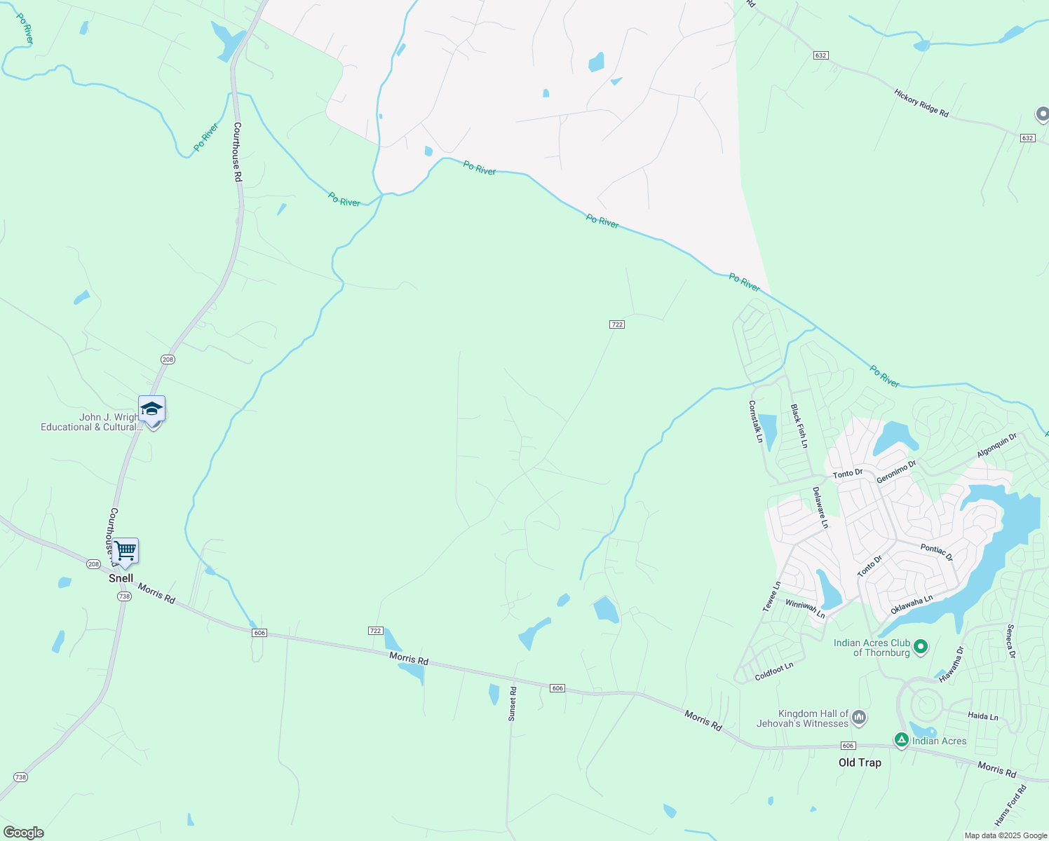 map of restaurants, bars, coffee shops, grocery stores, and more near 7113 North Shade Tree Lane in Spotsylvania