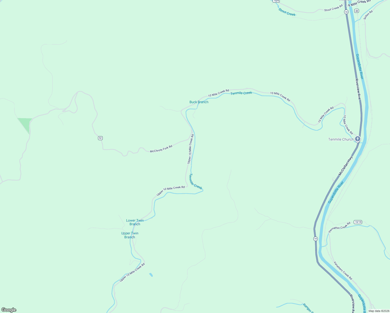 map of restaurants, bars, coffee shops, grocery stores, and more near 529 10 Mile Creek Road in Branchland
