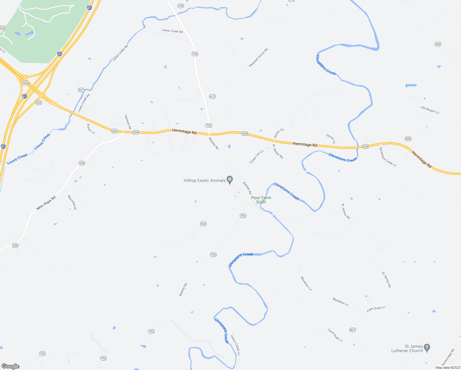 map of restaurants, bars, coffee shops, grocery stores, and more near 75 Brushy Knob Lane in Staunton