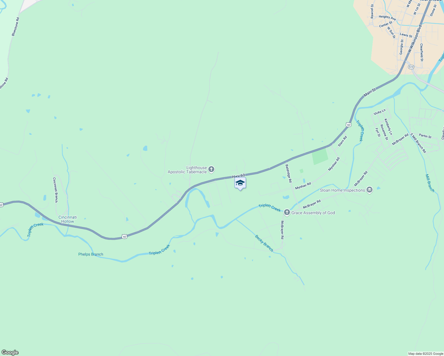 map of restaurants, bars, coffee shops, grocery stores, and more near 2660 U.S. 60 in Morehead