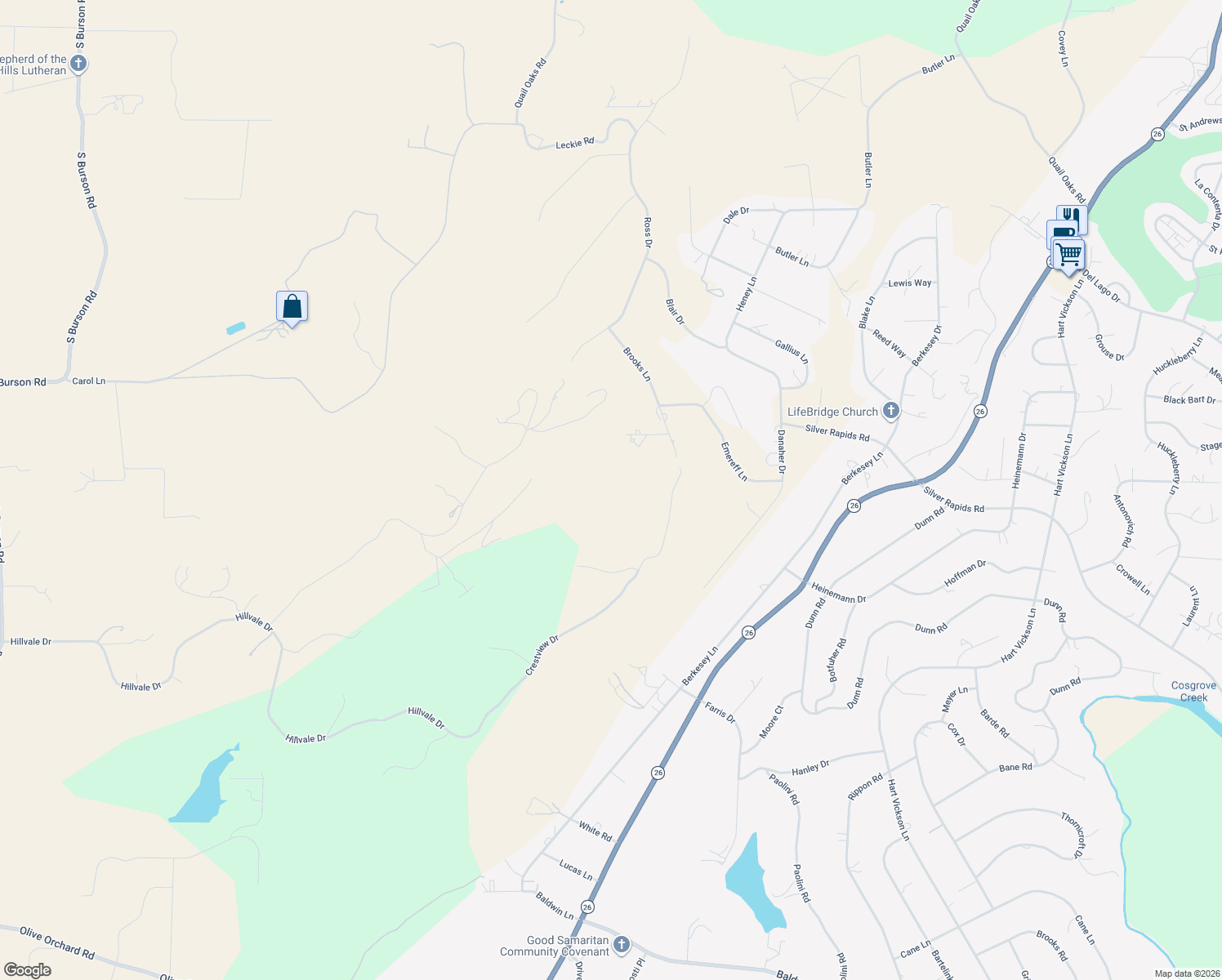 map of restaurants, bars, coffee shops, grocery stores, and more near in Valley Springs