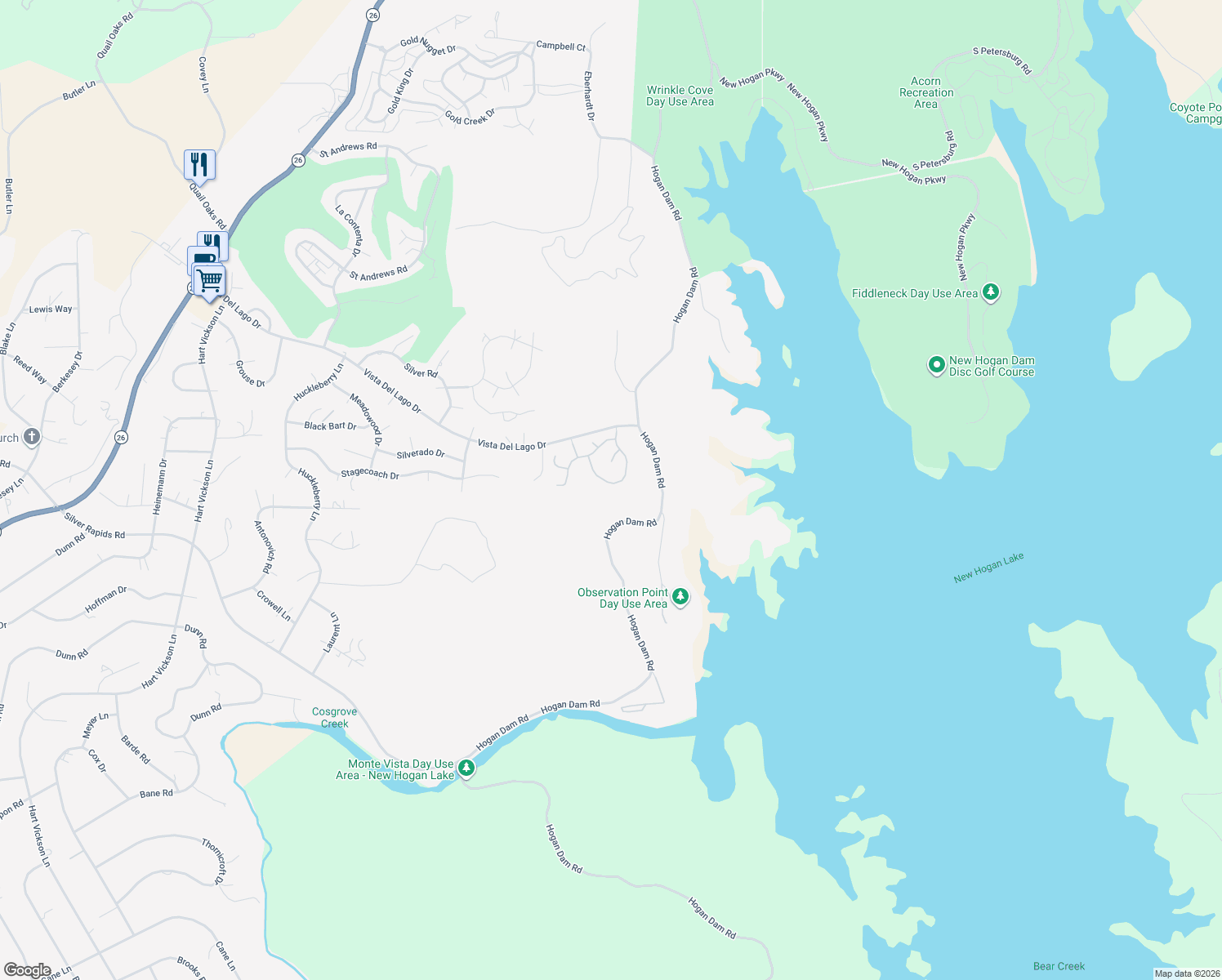 map of restaurants, bars, coffee shops, grocery stores, and more near 1103 Paradise Peak Road in Valley Springs