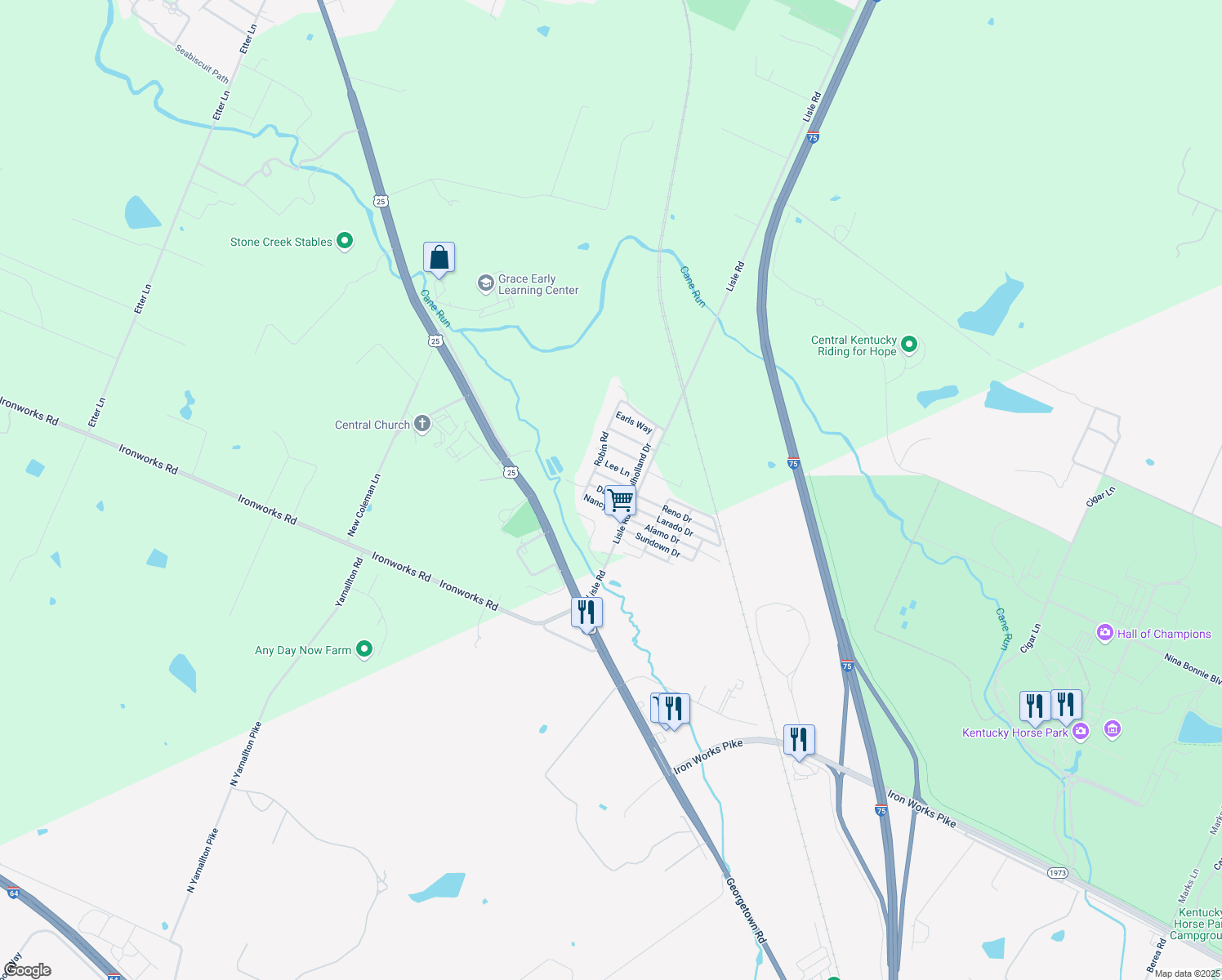 map of restaurants, bars, coffee shops, grocery stores, and more near 112 Dale Drive in Georgetown