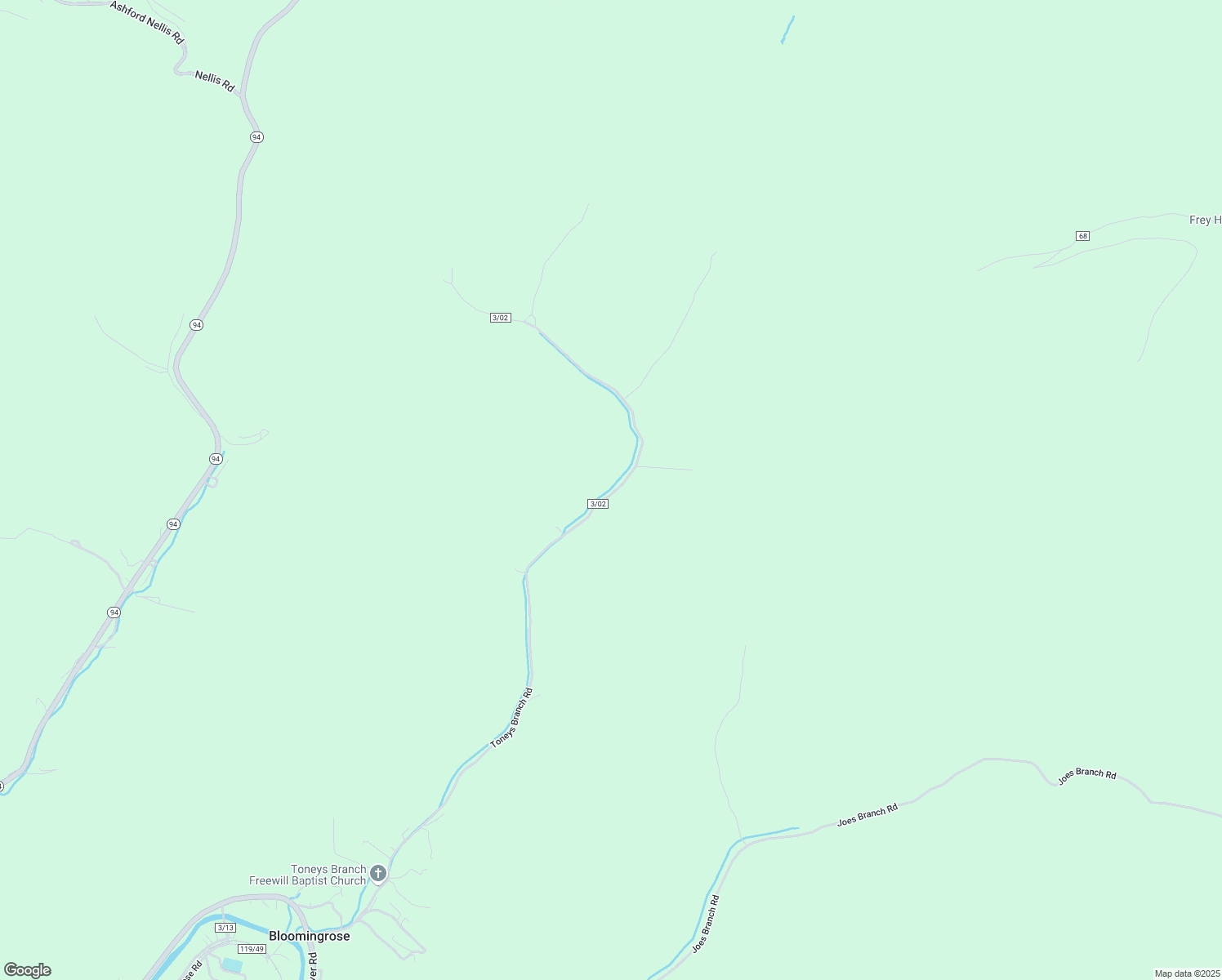 map of restaurants, bars, coffee shops, grocery stores, and more near Tonys Branch Road in Bloomingrose