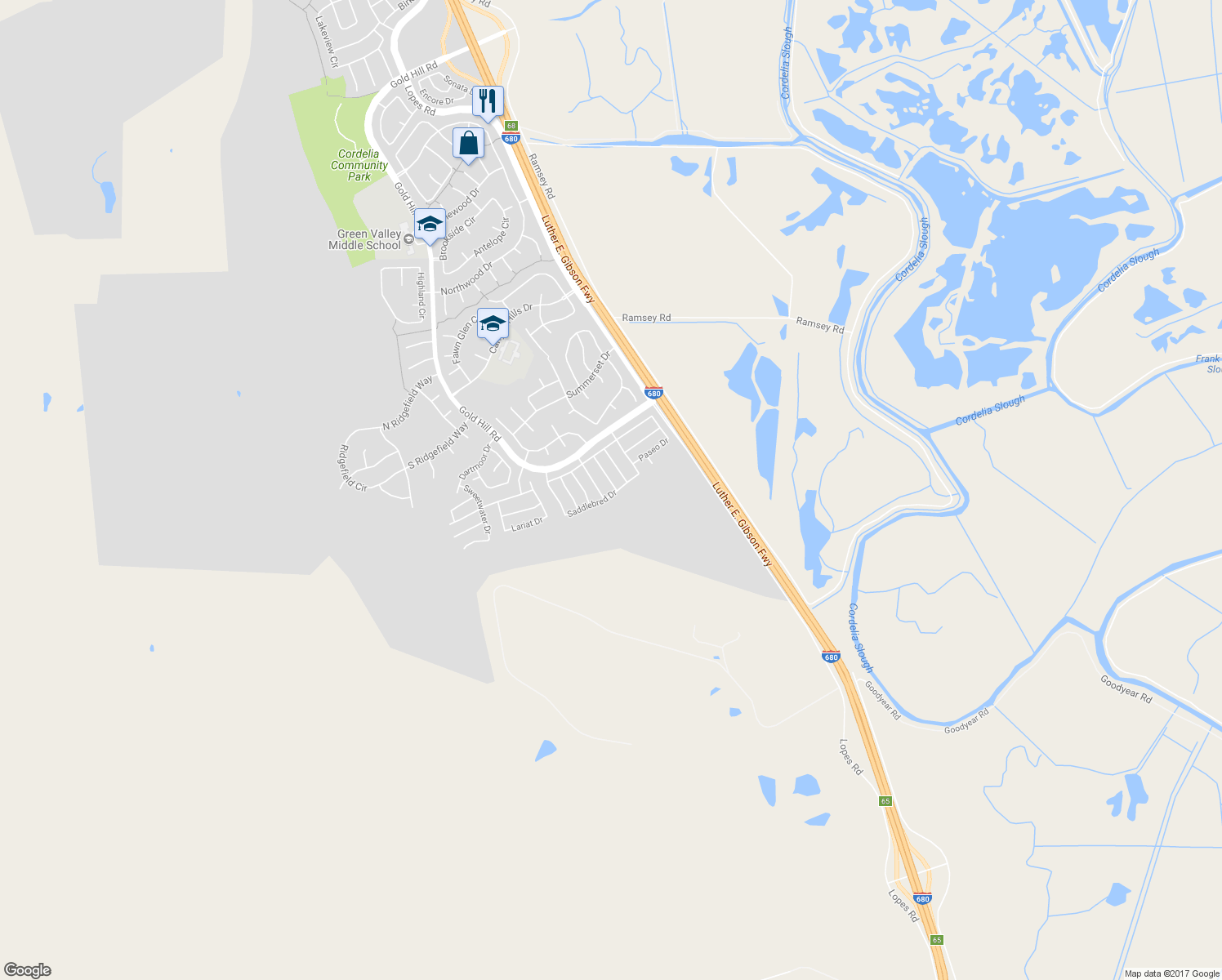 map of restaurants, bars, coffee shops, grocery stores, and more near 2141 Marchador Drive in Fairfield
