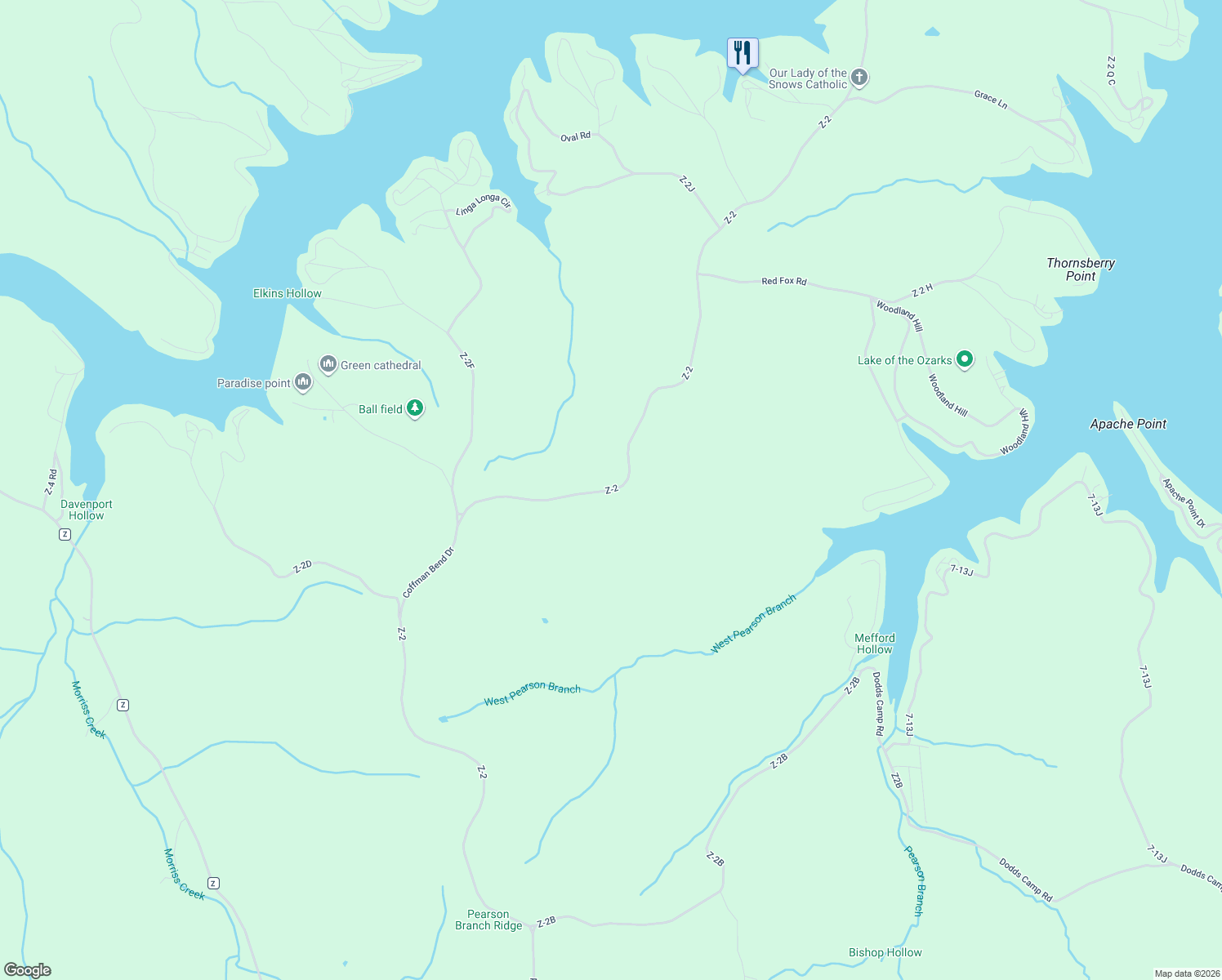 map of restaurants, bars, coffee shops, grocery stores, and more near Z-2 in Camden County