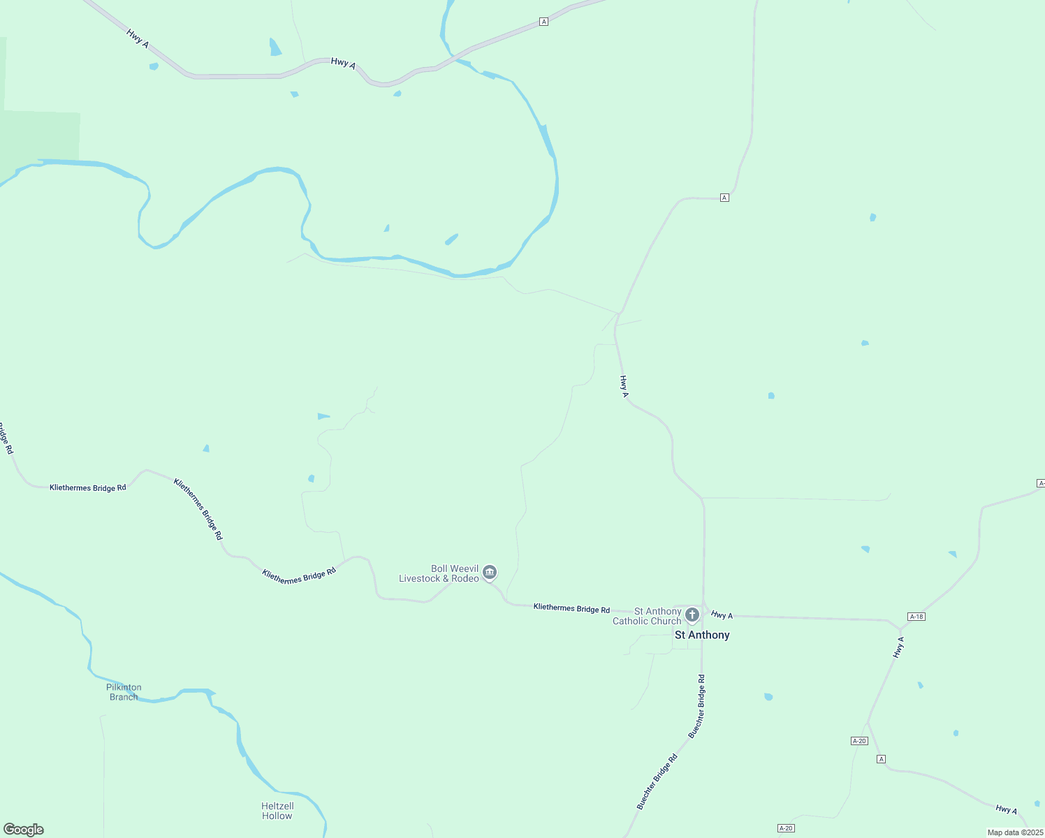 map of restaurants, bars, coffee shops, grocery stores, and more near Highway A in Iberia