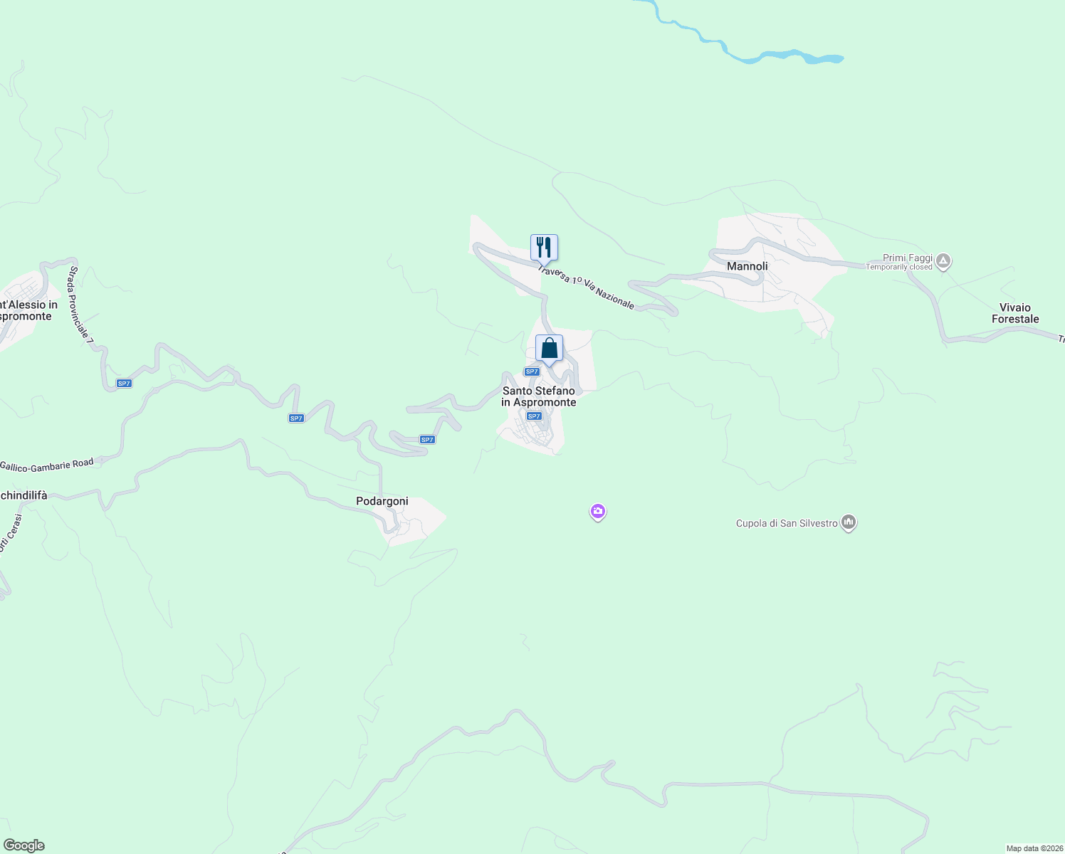 map of restaurants, bars, coffee shops, grocery stores, and more near 23 SS184 in Santo Stefano In Aspromonte