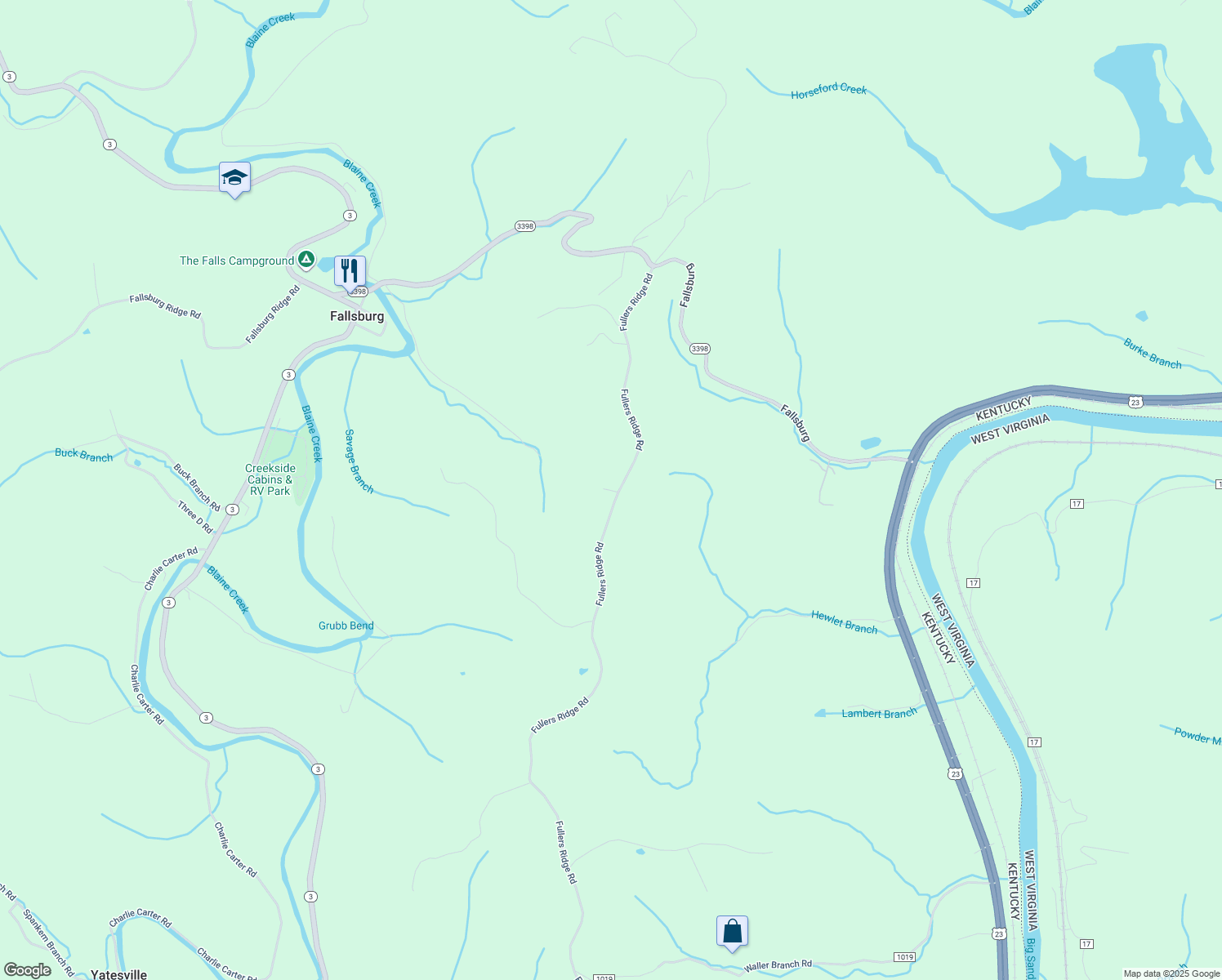 map of restaurants, bars, coffee shops, grocery stores, and more near Windy Lane in Lawrence County