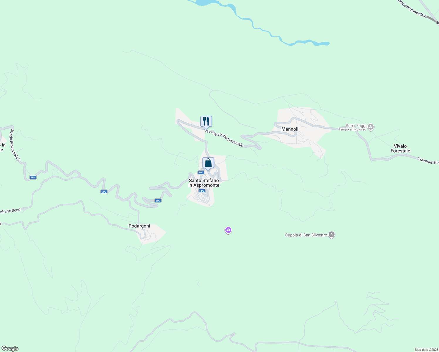 map of restaurants, bars, coffee shops, grocery stores, and more near in Santo Stefano In Aspromonte