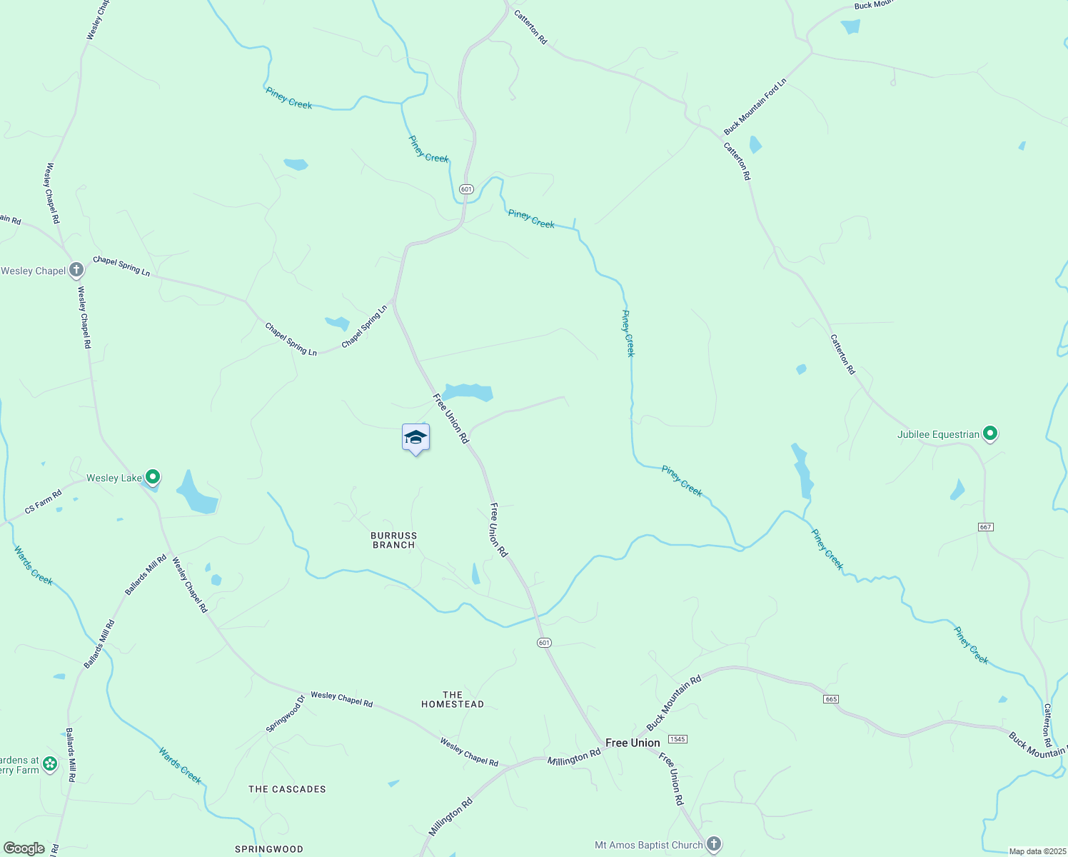 map of restaurants, bars, coffee shops, grocery stores, and more near 4839 Free Union Road in Free Union
