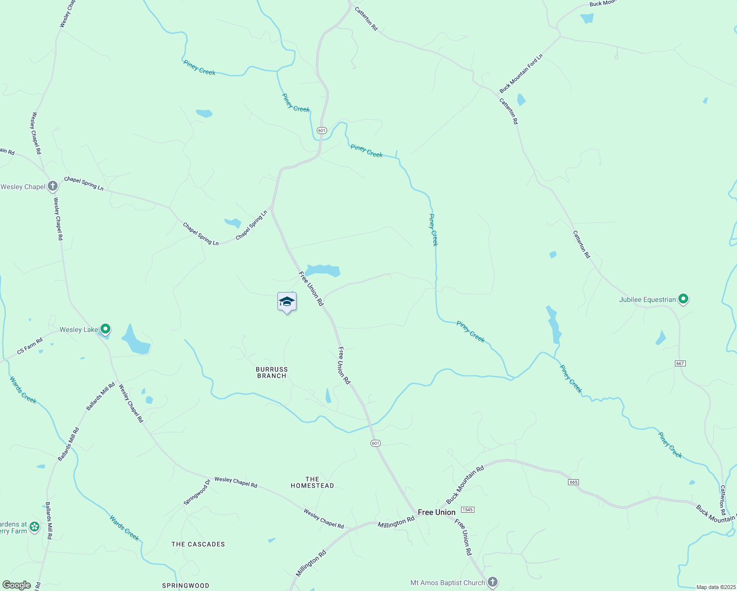 map of restaurants, bars, coffee shops, grocery stores, and more near 4839 Free Union Road in Free Union