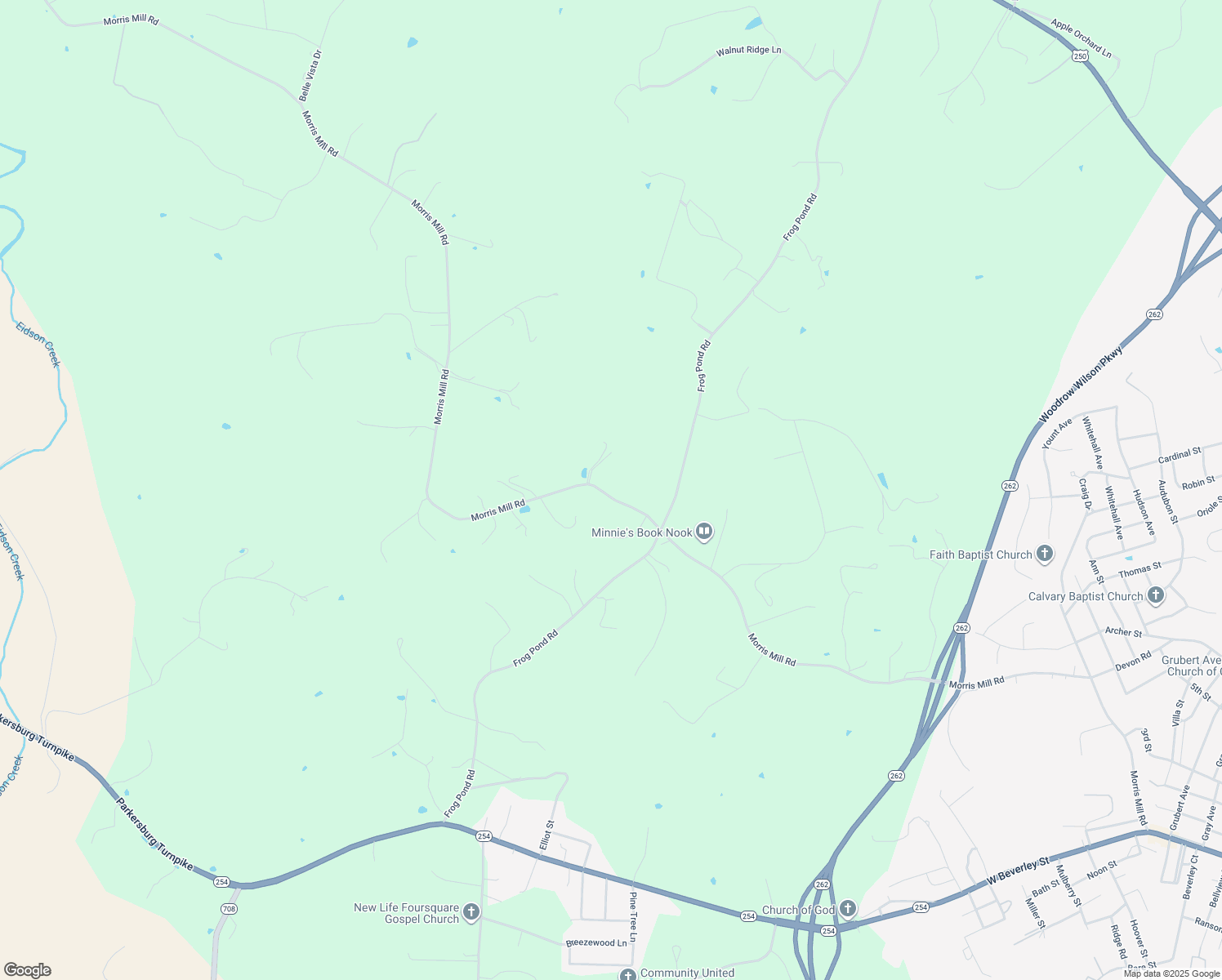 map of restaurants, bars, coffee shops, grocery stores, and more near 2857 Morris Mill Road in Staunton