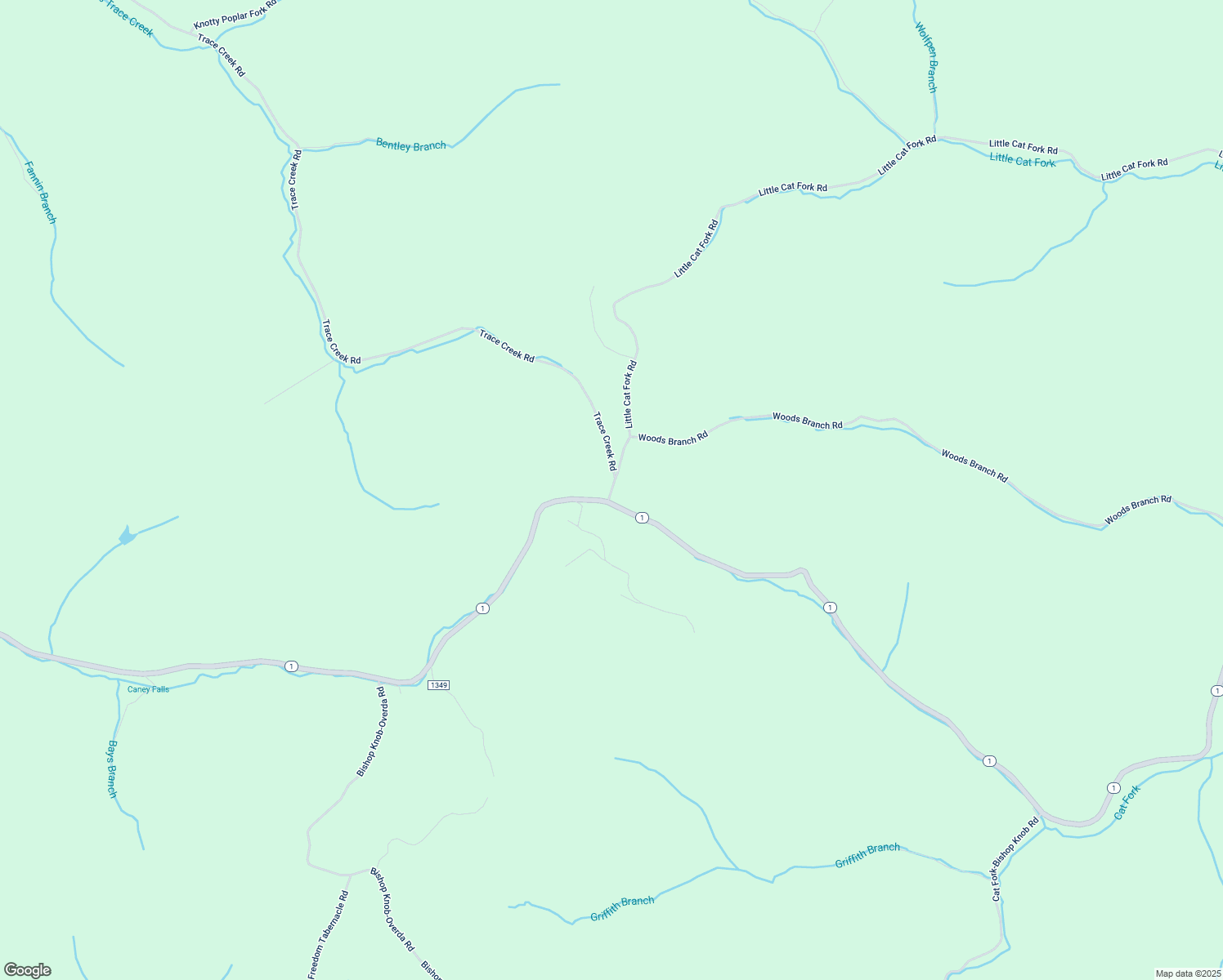 map of restaurants, bars, coffee shops, grocery stores, and more near Little Cat Fork Road in Webbville