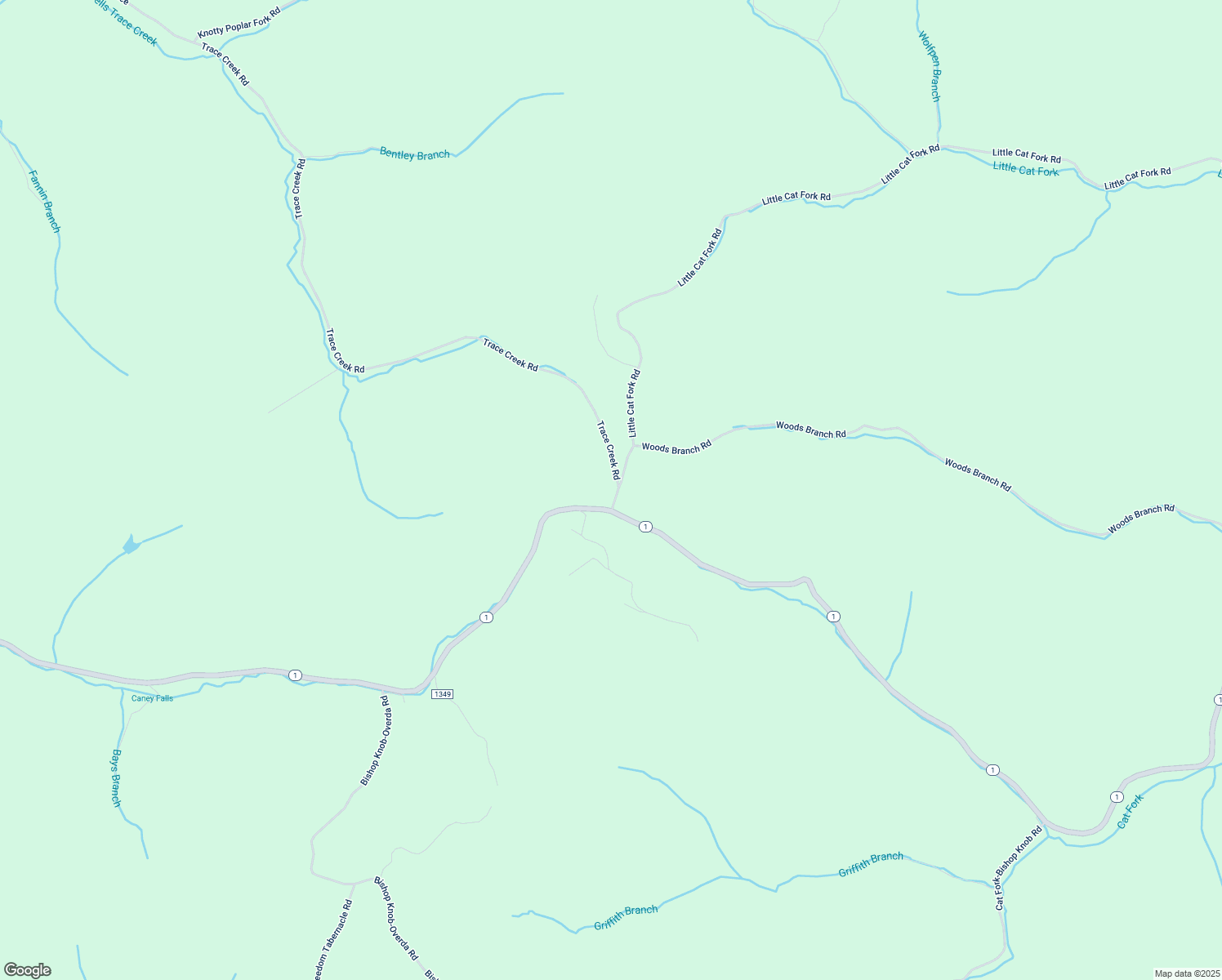 map of restaurants, bars, coffee shops, grocery stores, and more near Little Cat Fork Road in Webbville