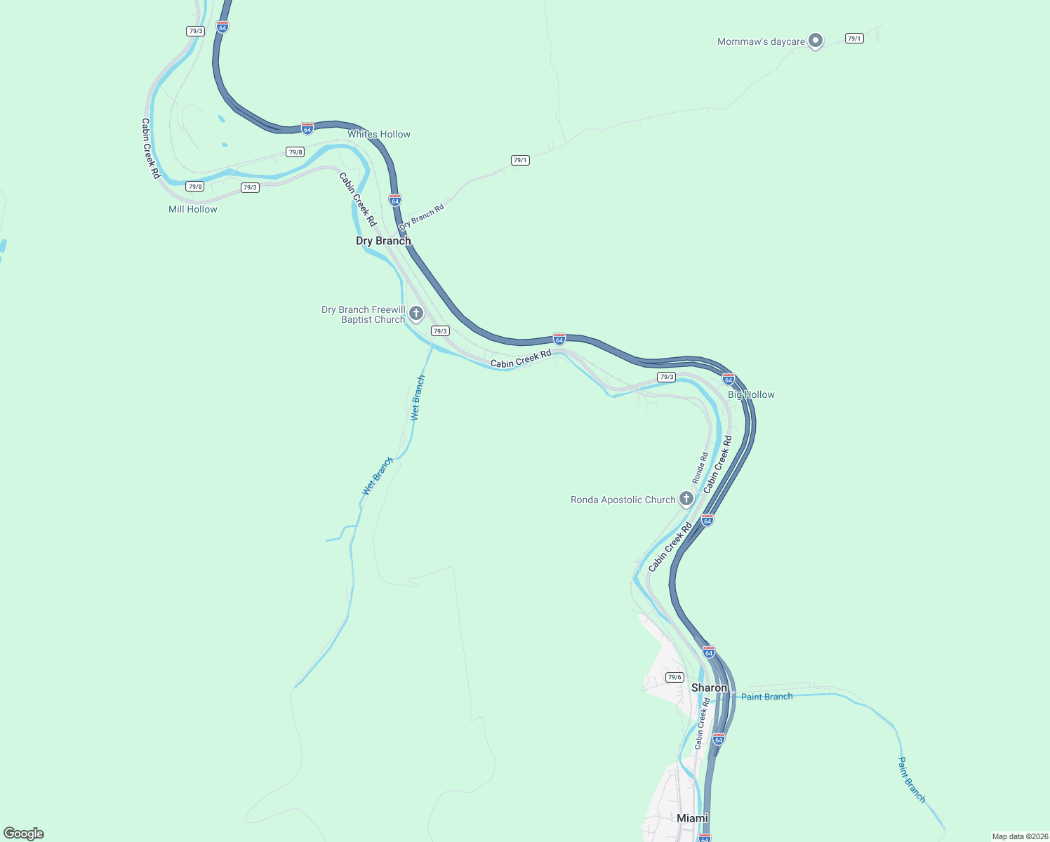 map of restaurants, bars, coffee shops, grocery stores, and more near in Dry Branch