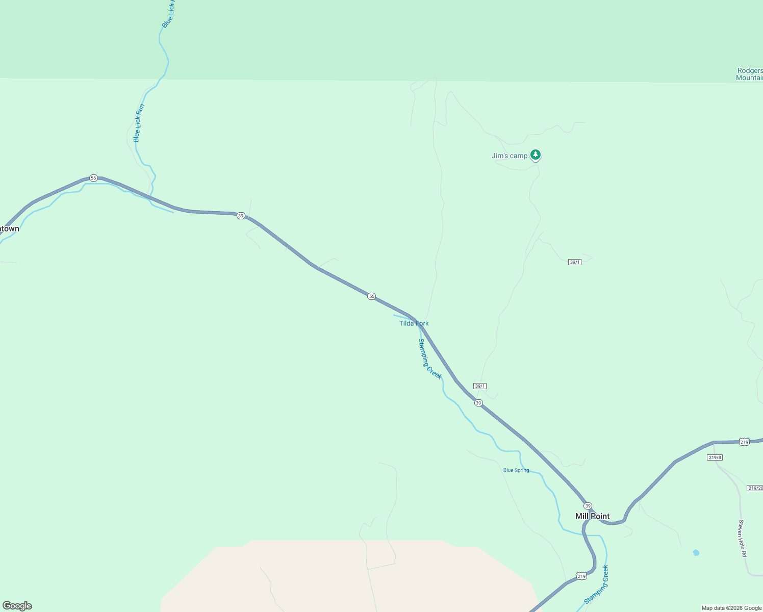map of restaurants, bars, coffee shops, grocery stores, and more near West Virginia 55 in Hillsboro