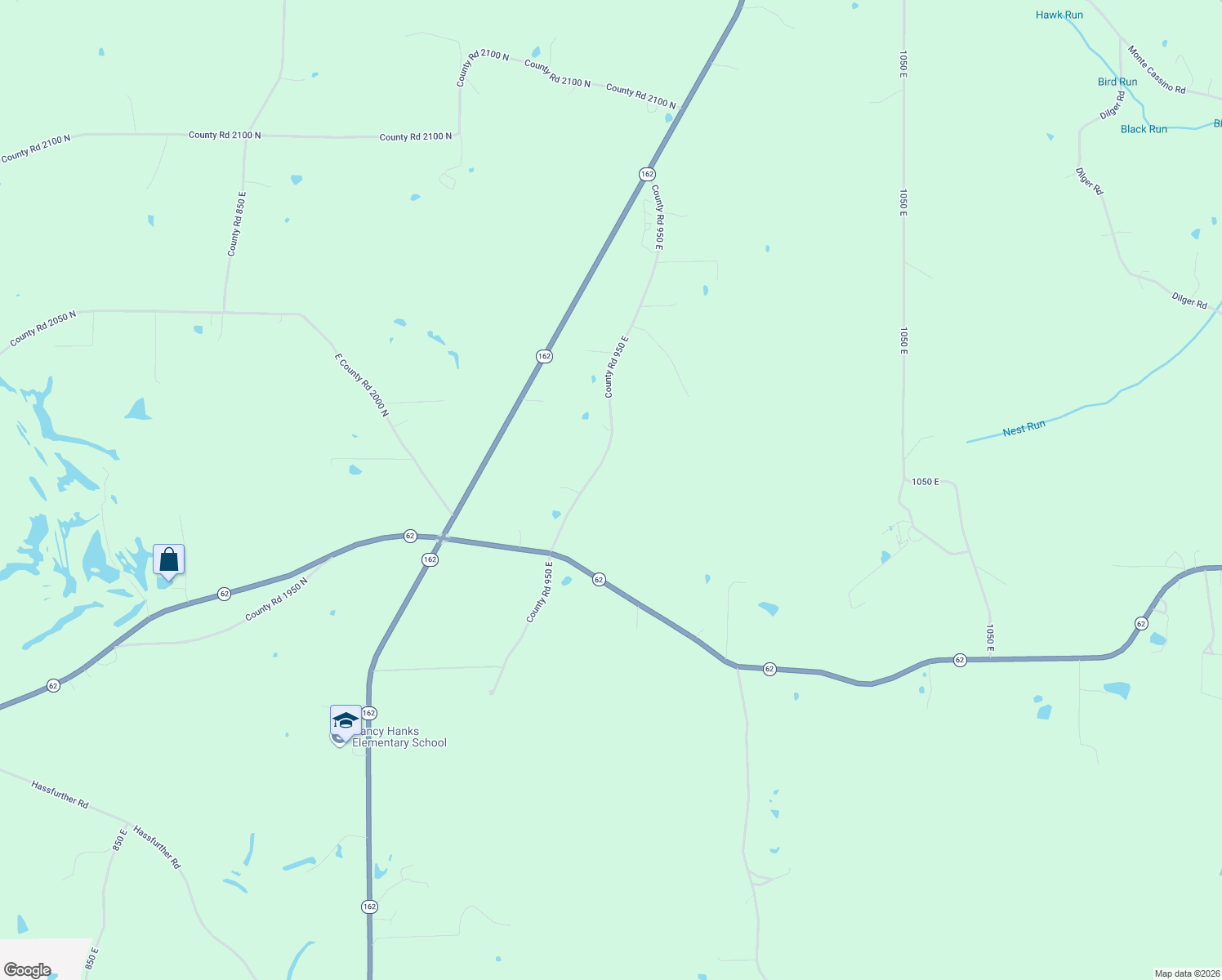 map of restaurants, bars, coffee shops, grocery stores, and more near 19967 North 950 East in Ferdinand