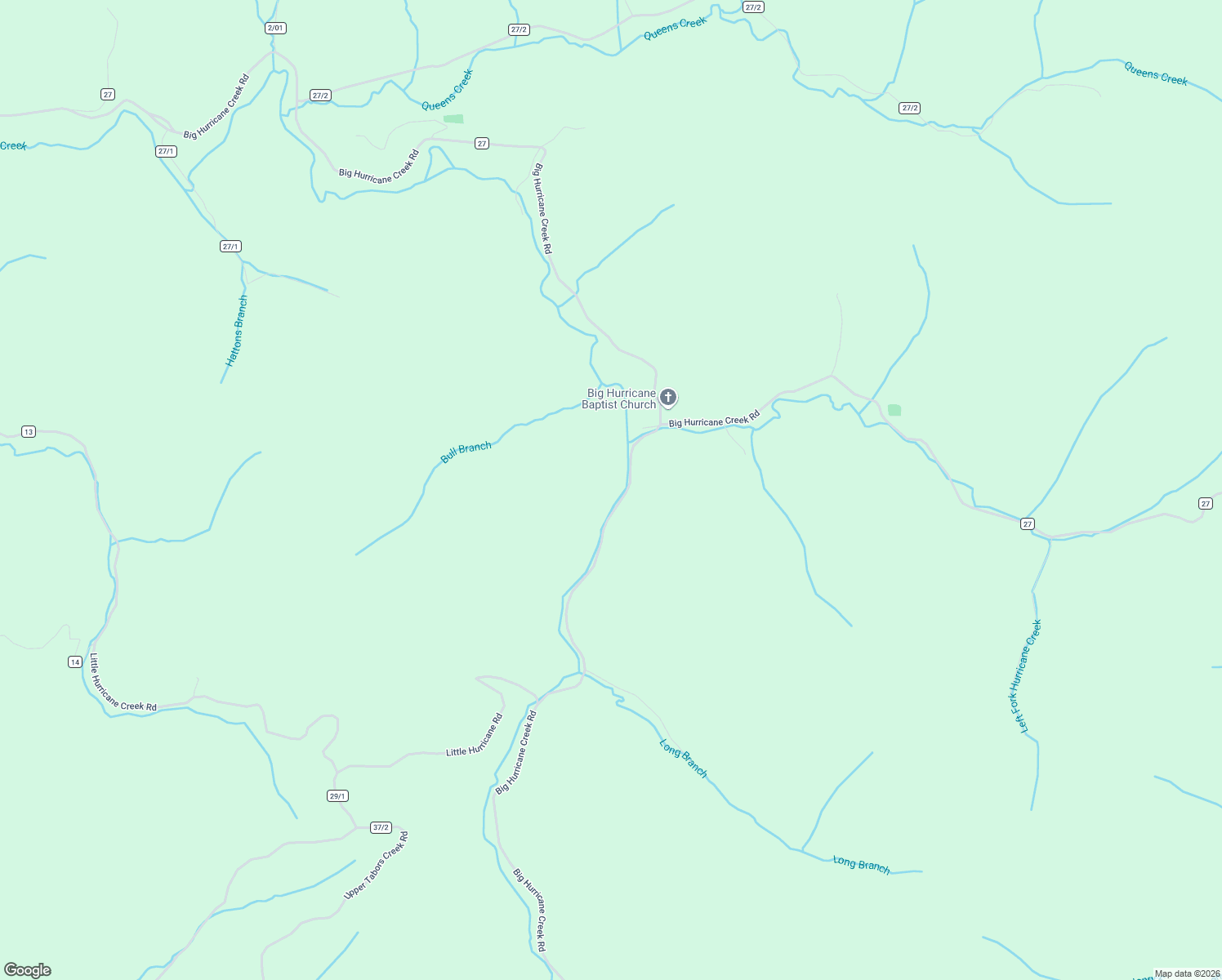 map of restaurants, bars, coffee shops, grocery stores, and more near 3612 Big Hurricane Creek Road in Fort Gay