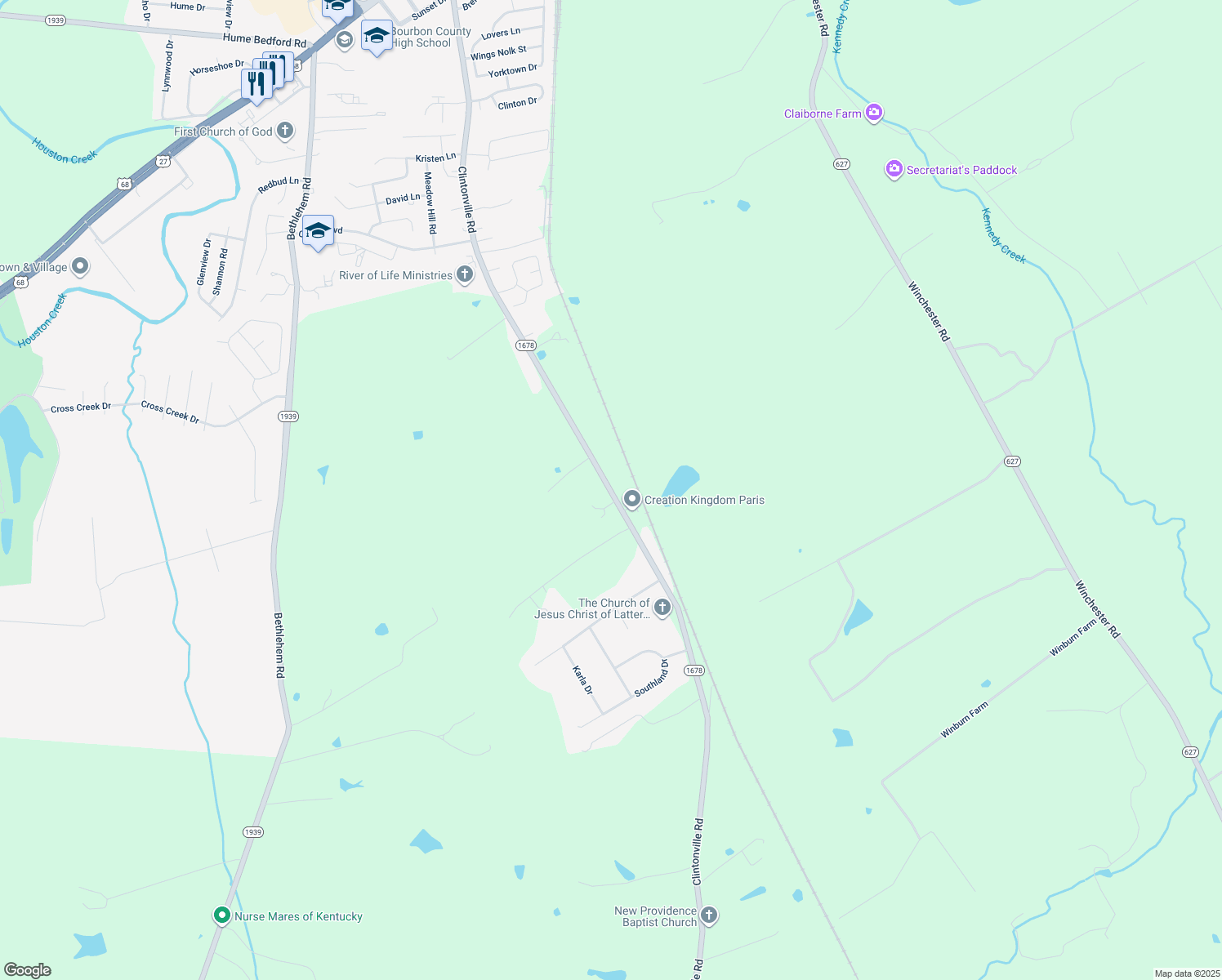 map of restaurants, bars, coffee shops, grocery stores, and more near 783 Clintonville Road in Paris