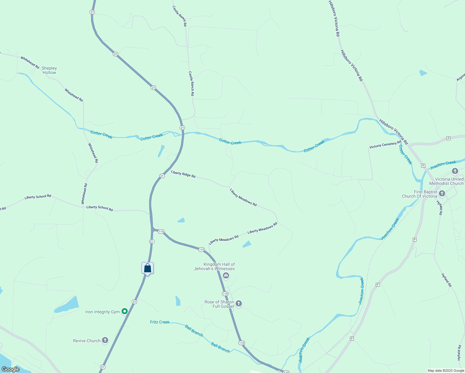 map of restaurants, bars, coffee shops, grocery stores, and more near 4532 Liberty Ridge Road in De Soto