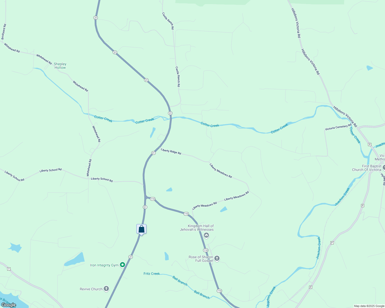 map of restaurants, bars, coffee shops, grocery stores, and more near 4563 Liberty Ridge Road in De Soto