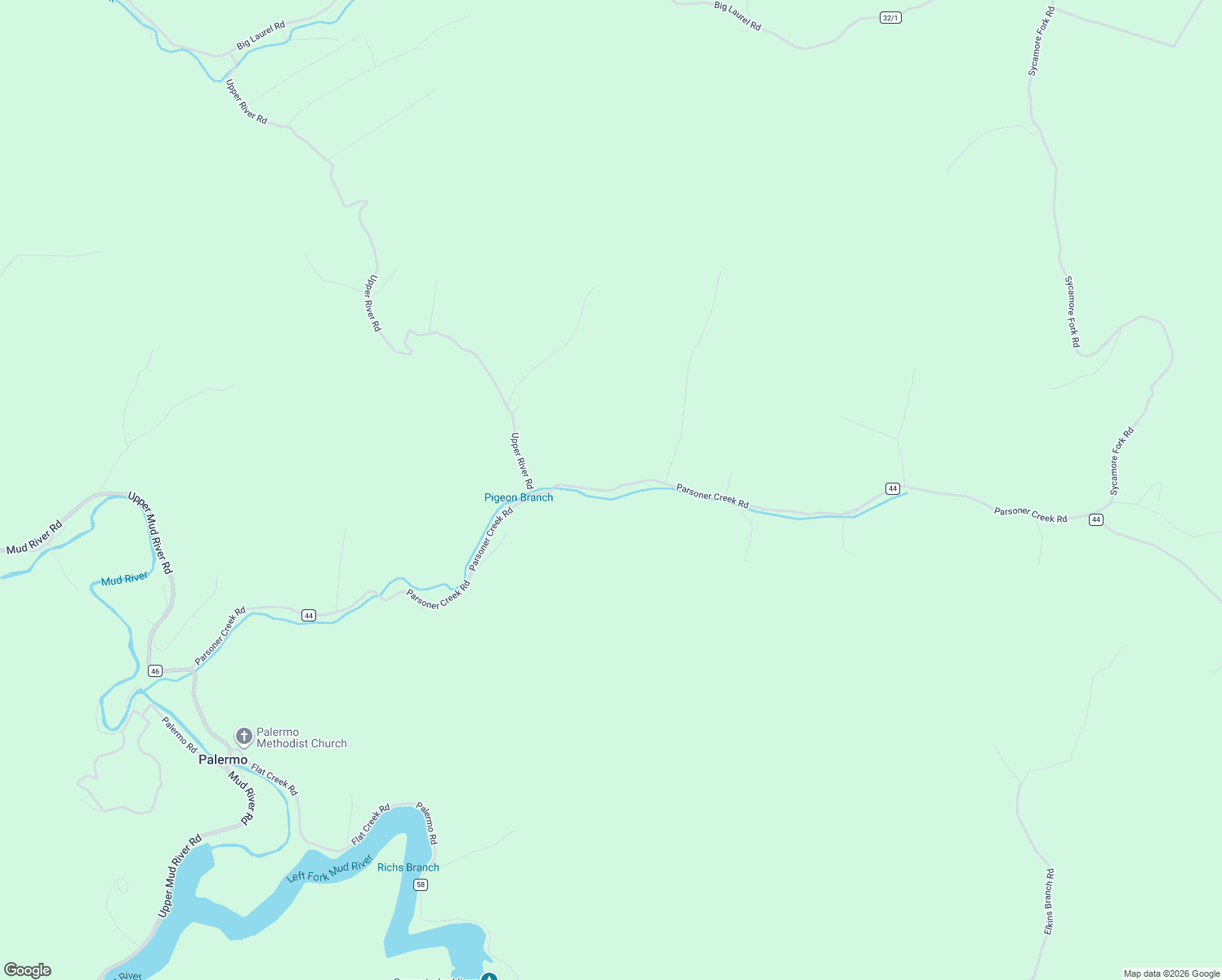 map of restaurants, bars, coffee shops, grocery stores, and more near Parsoner Creek Road in Lincoln County