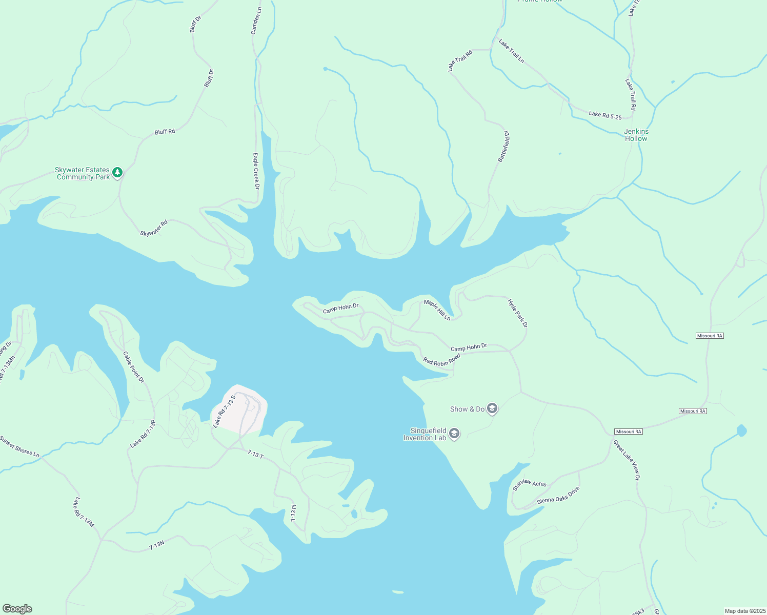 map of restaurants, bars, coffee shops, grocery stores, and more near 98 5-25N O in Gravois Mills
