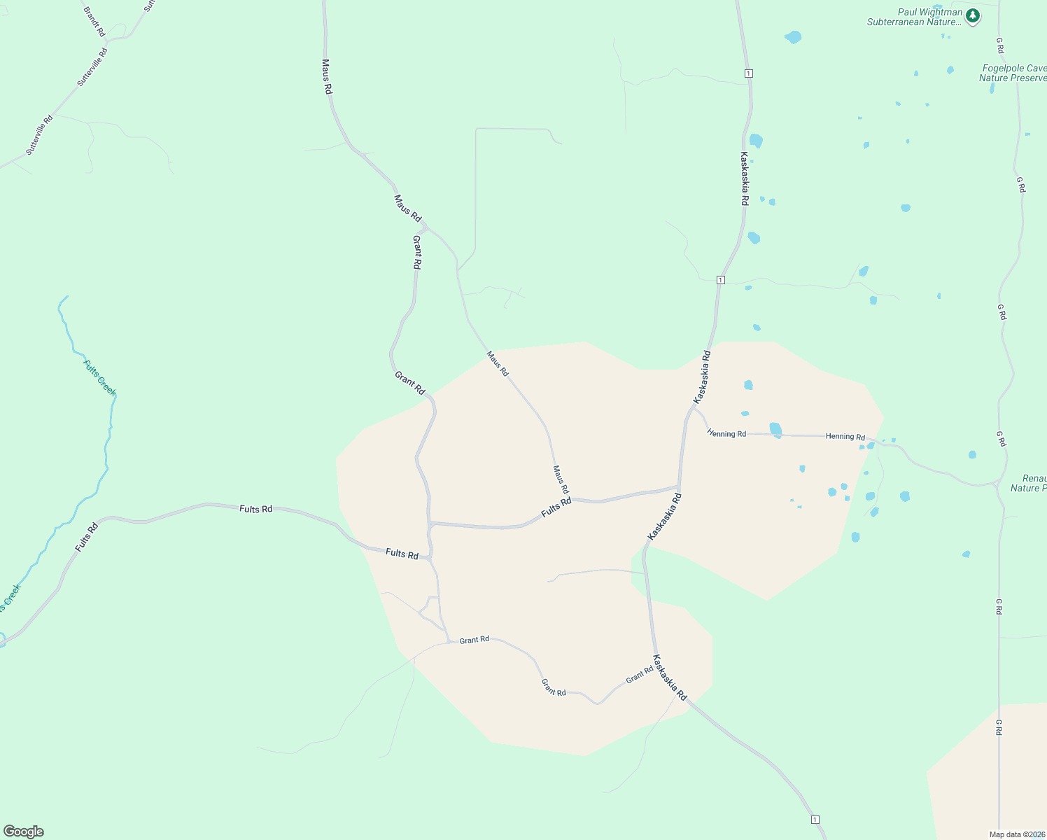 map of restaurants, bars, coffee shops, grocery stores, and more near 2721 Maus Road in Fults