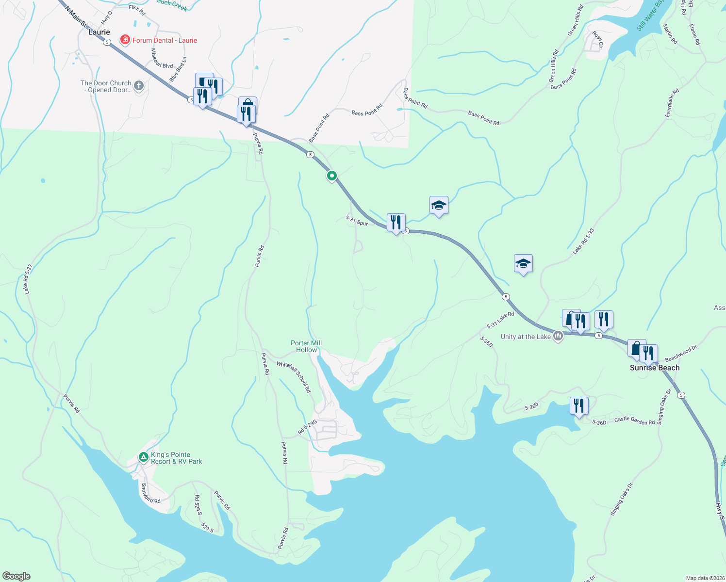 map of restaurants, bars, coffee shops, grocery stores, and more near 842 Nuttall Oak Drive in Sunrise Beach
