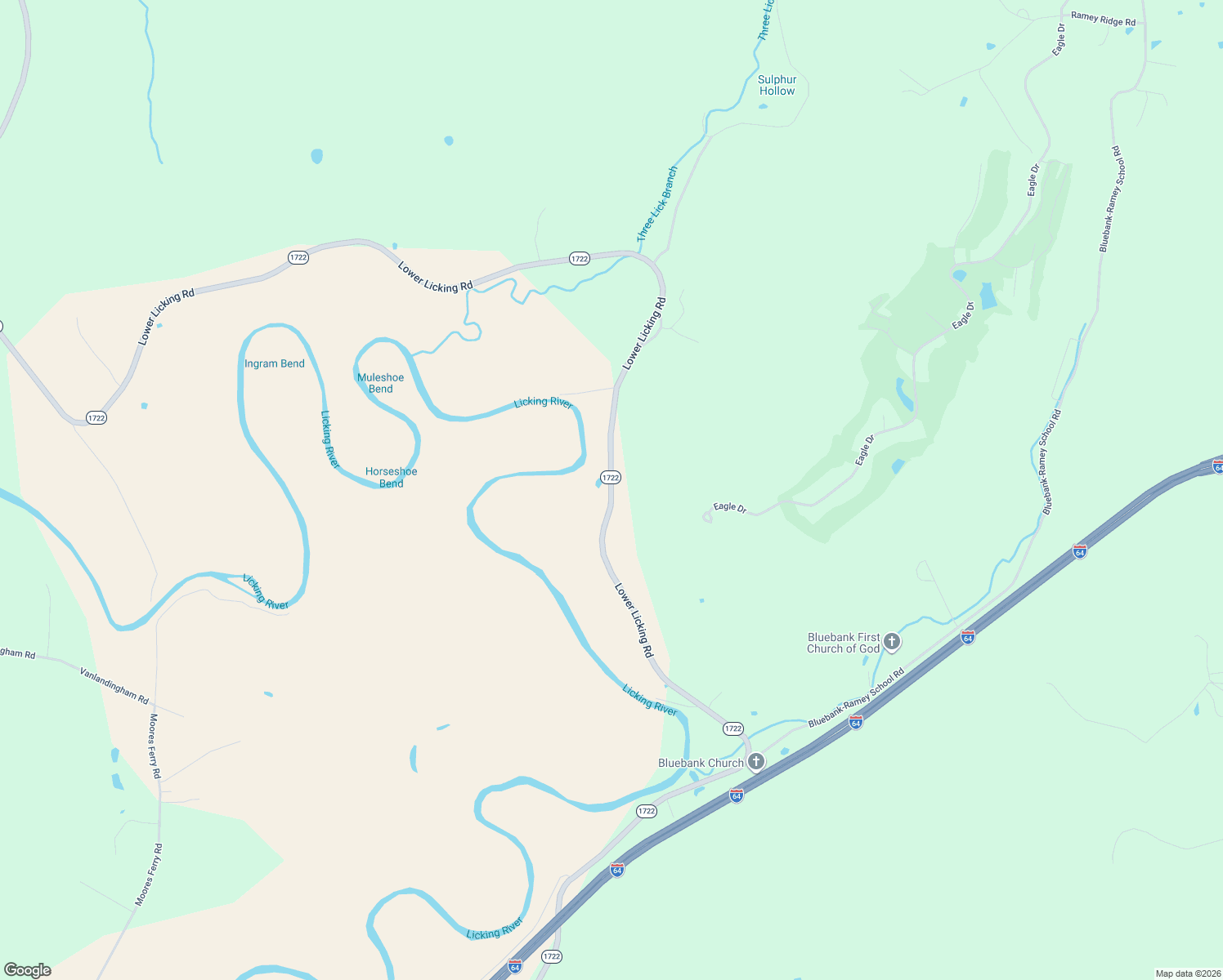 map of restaurants, bars, coffee shops, grocery stores, and more near 4408-5322 Lower Licking Road in Morehead