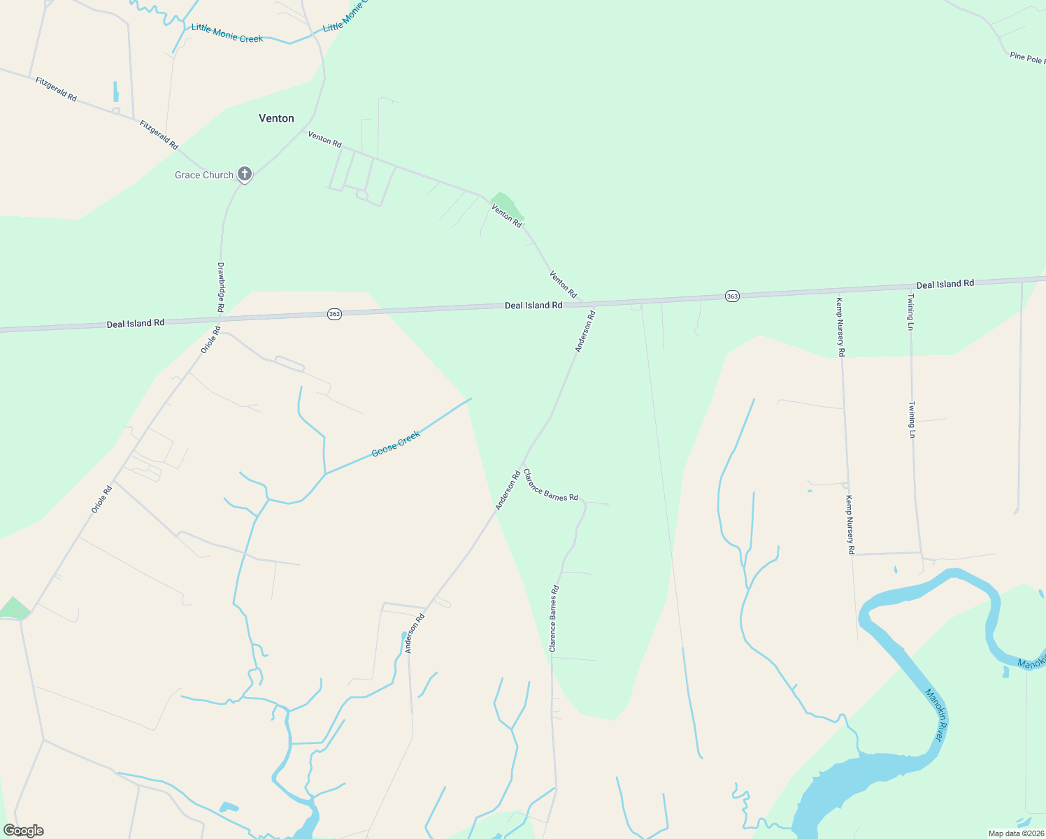 map of restaurants, bars, coffee shops, grocery stores, and more near 10924 Anderson Rd in Princess Anne