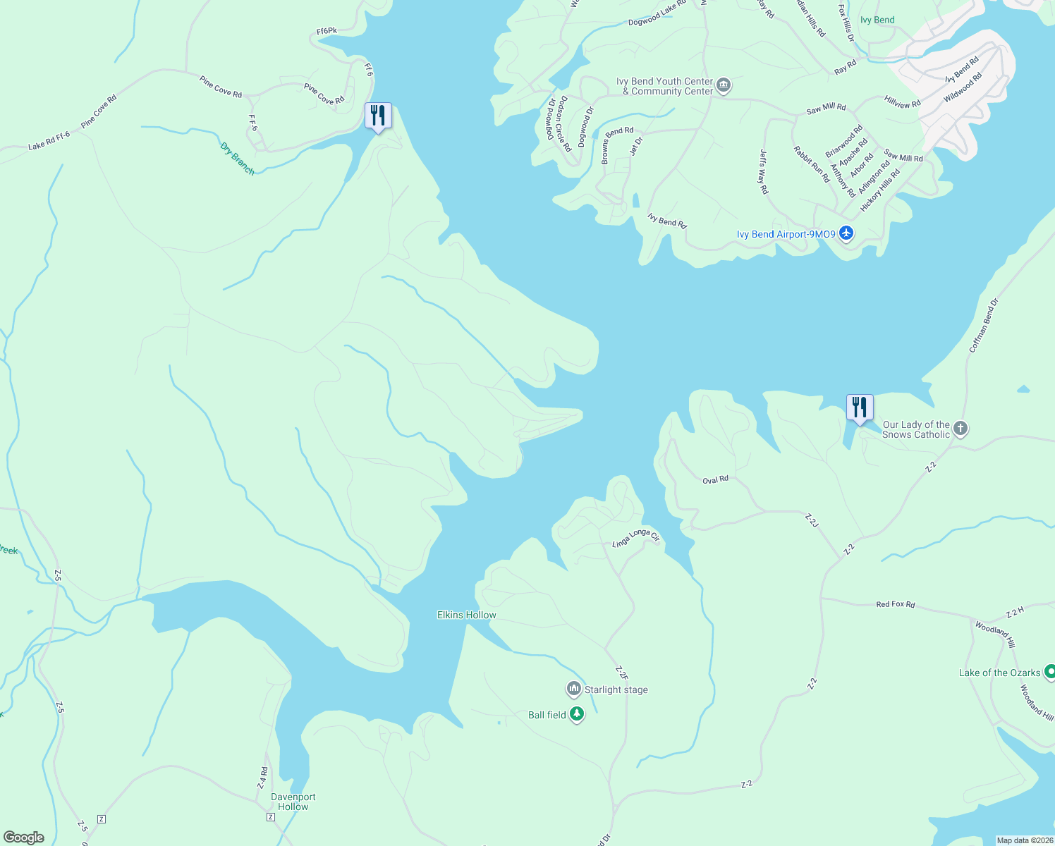 map of restaurants, bars, coffee shops, grocery stores, and more near Darrell Bryson Road in Camden County