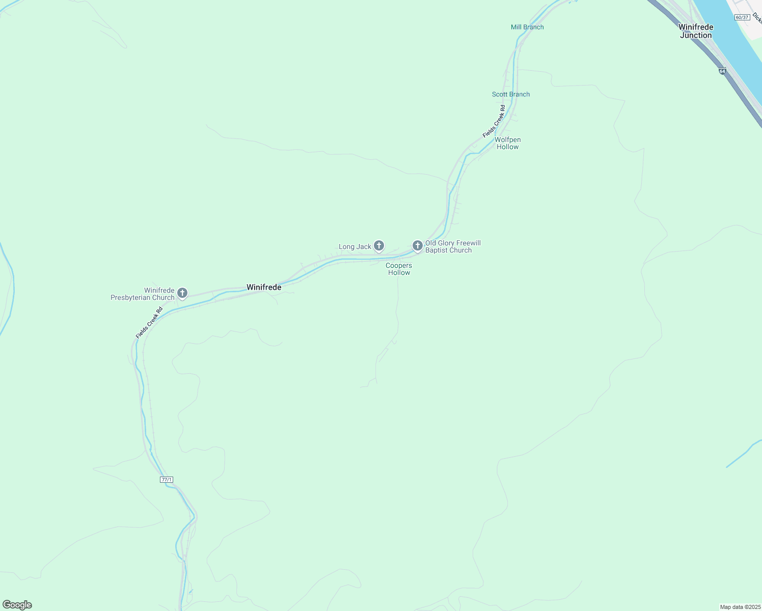 map of restaurants, bars, coffee shops, grocery stores, and more near 508 Cooper Hollow Road in Winifrede
