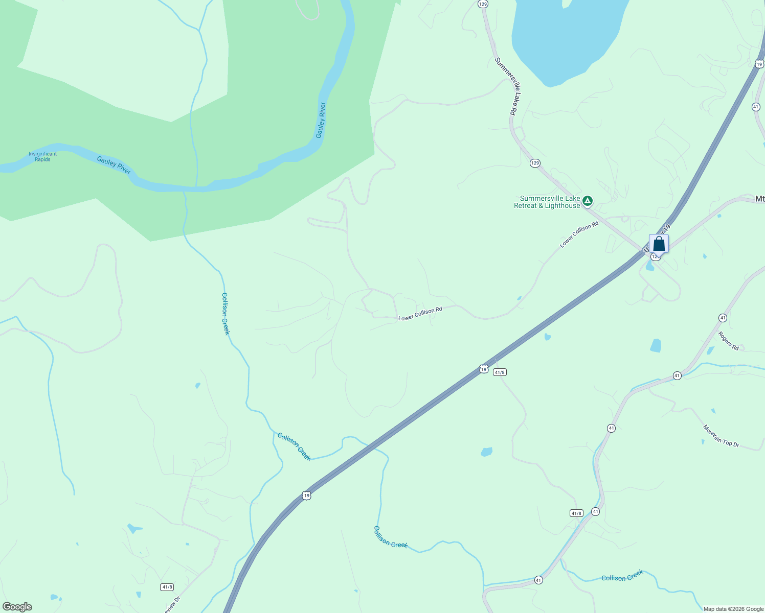 map of restaurants, bars, coffee shops, grocery stores, and more near 52 Lower Collison Creek Road in Mount Nebo