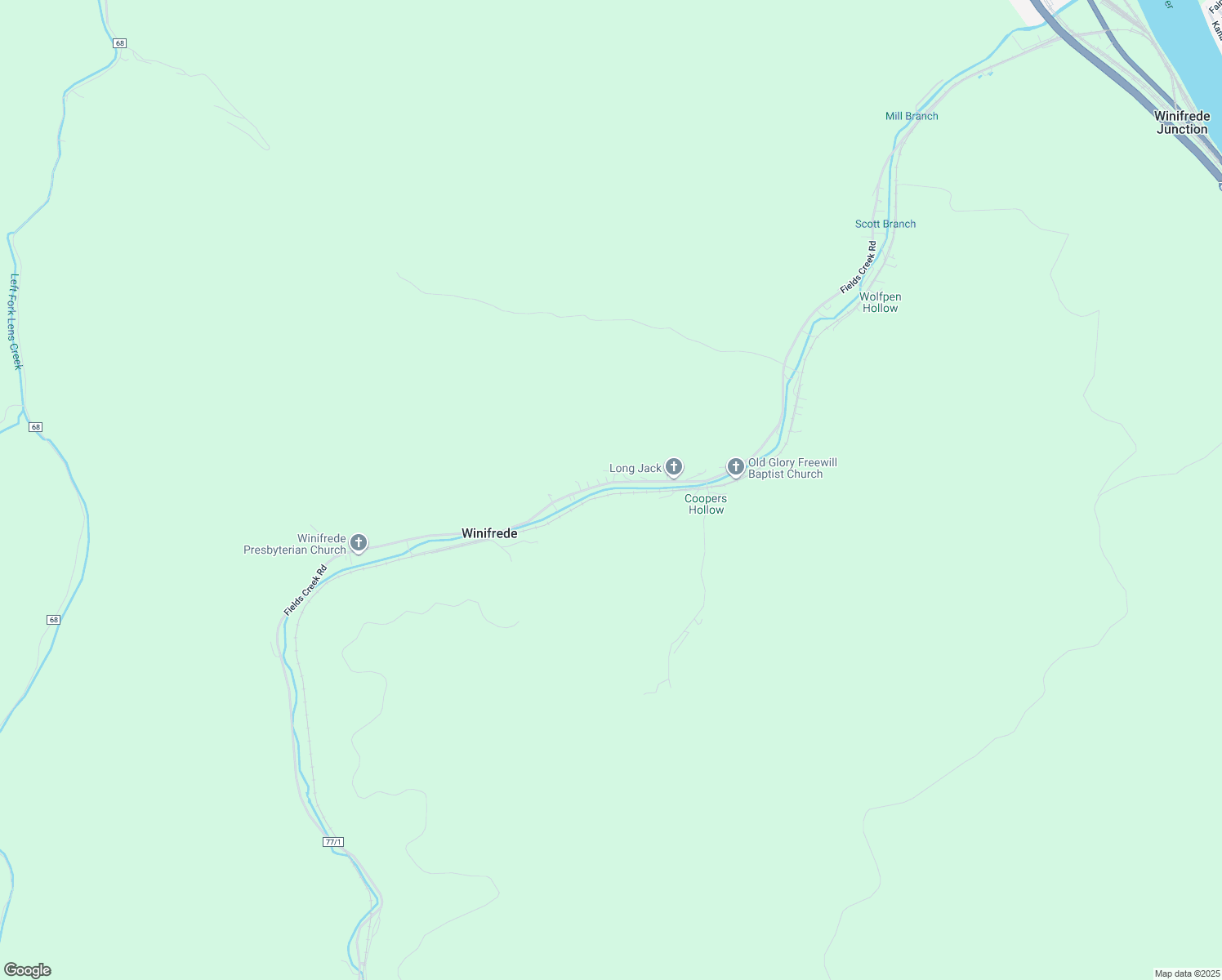 map of restaurants, bars, coffee shops, grocery stores, and more near 2221 Fields Creek Road in Winifrede