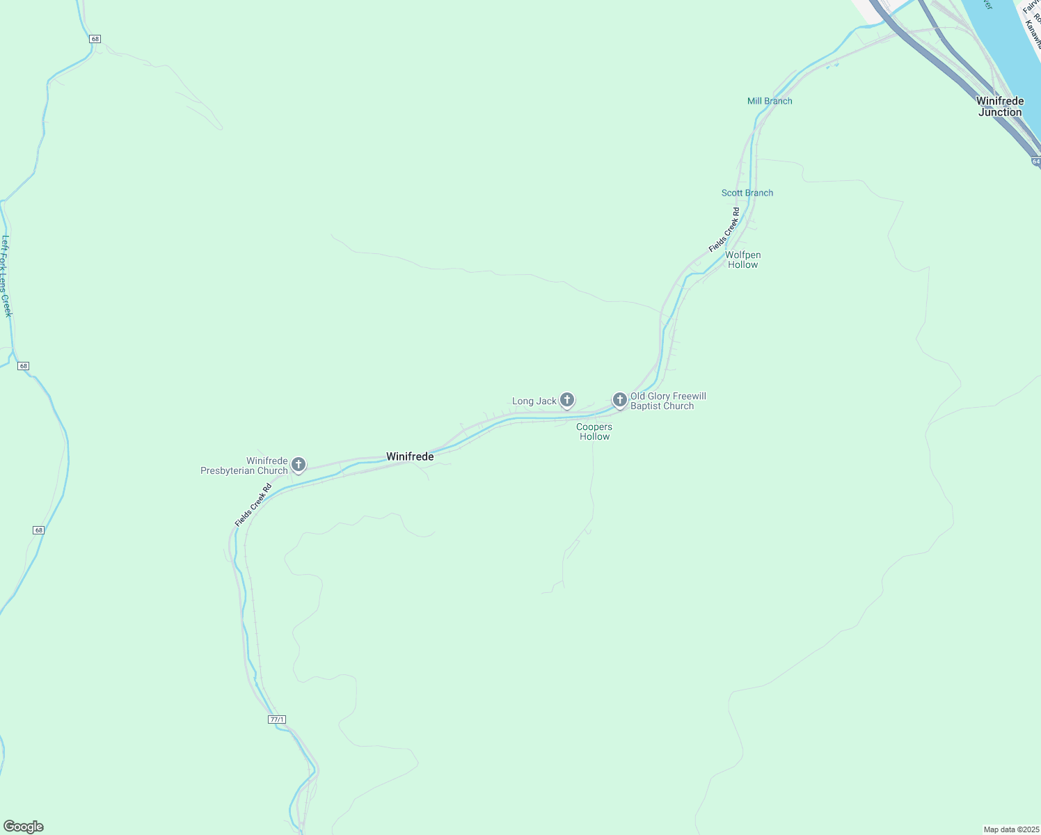 map of restaurants, bars, coffee shops, grocery stores, and more near 2221 Fields Creek Road in Winifrede