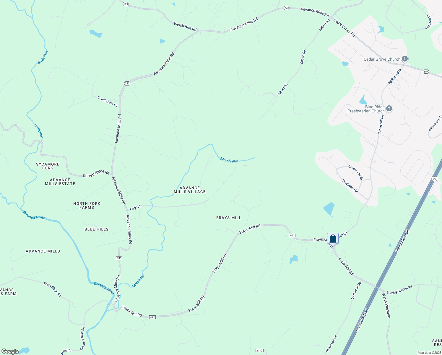 map of restaurants, bars, coffee shops, grocery stores, and more near 2200 Fray Road in Ruckersville