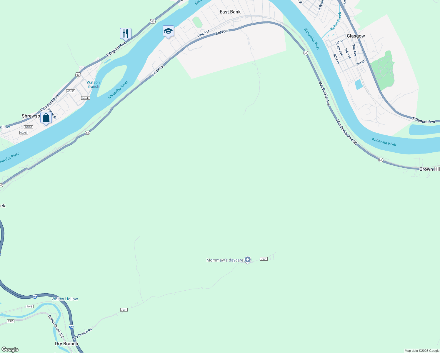 map of restaurants, bars, coffee shops, grocery stores, and more near in Crown Hill