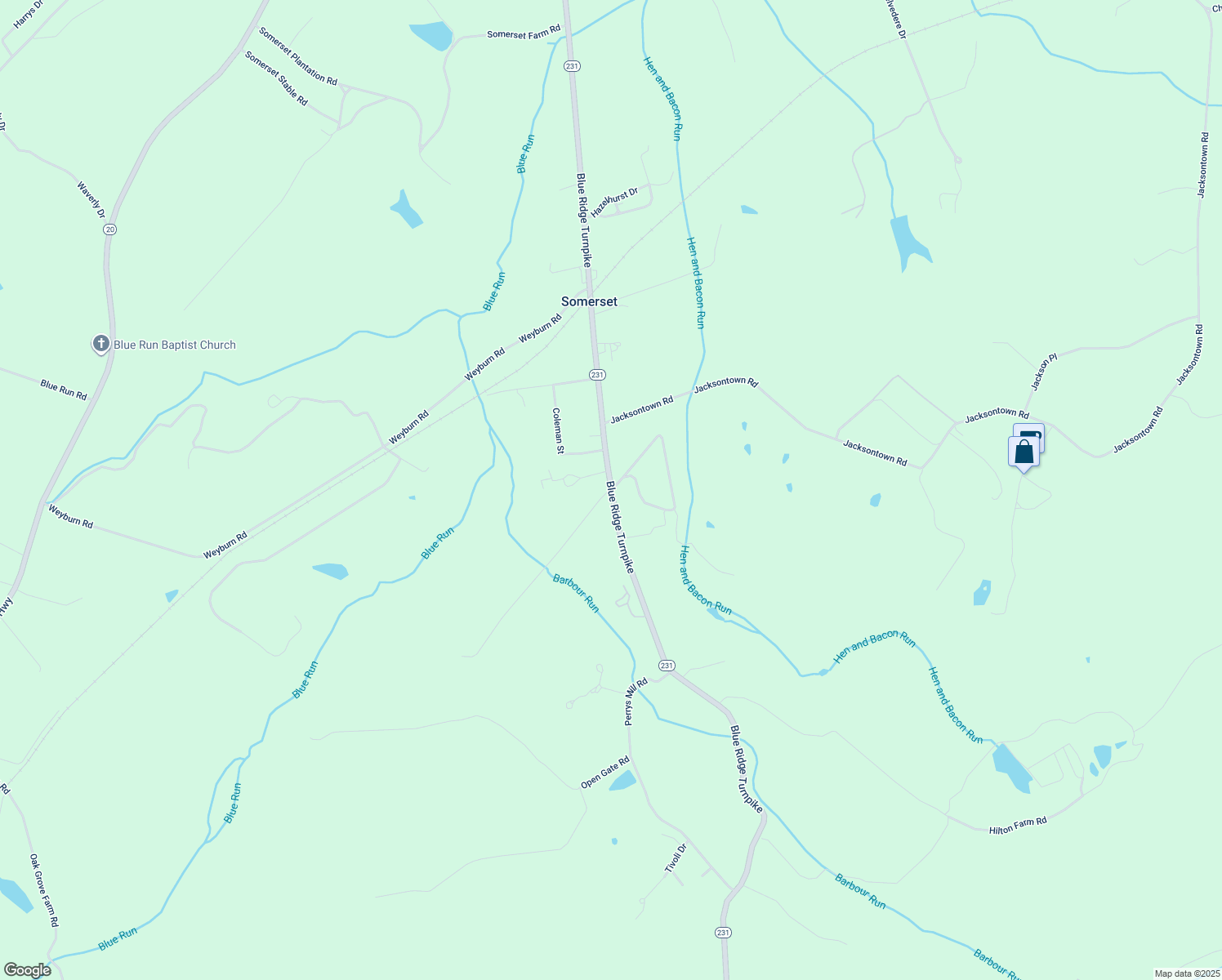 map of restaurants, bars, coffee shops, grocery stores, and more near 15130 Blue Ridge Turnpike in Gordonsville