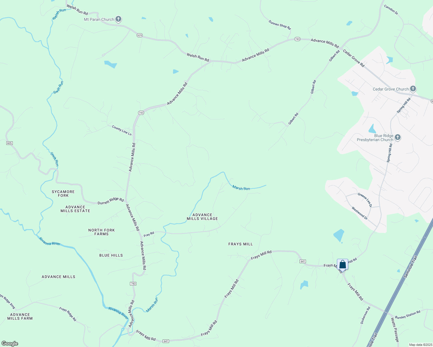 map of restaurants, bars, coffee shops, grocery stores, and more near 6000 Burnett Ln in Ruckersville