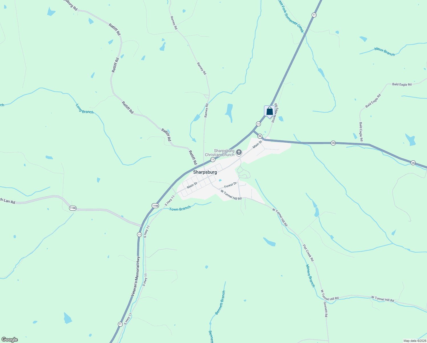 map of restaurants, bars, coffee shops, grocery stores, and more near 489 Main Street in Sharpsburg