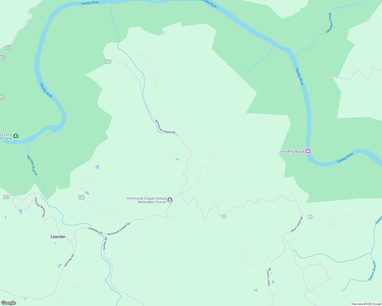 map of restaurants, bars, coffee shops, grocery stores, and more near Richmond Chapel Road in Hico