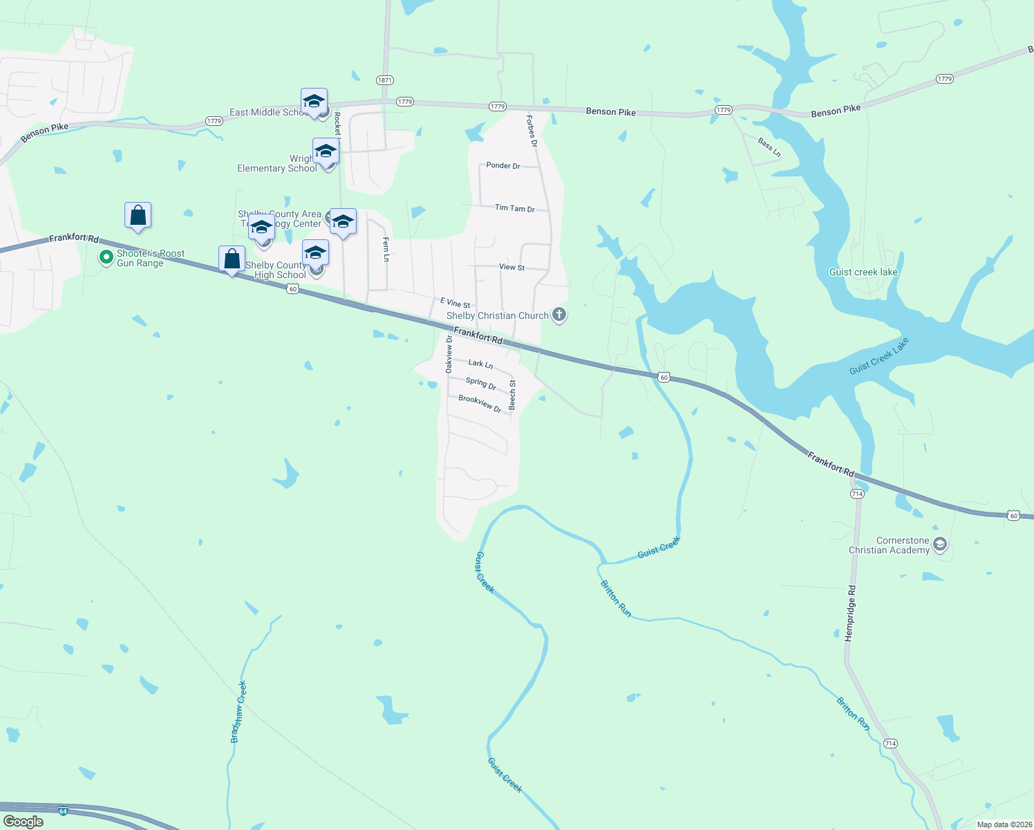 map of restaurants, bars, coffee shops, grocery stores, and more near 1106 Beech Street in Shelbyville