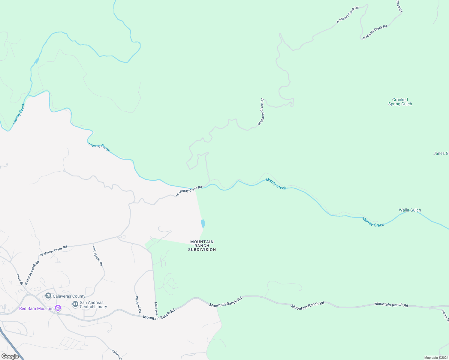 map of restaurants, bars, coffee shops, grocery stores, and more near 2360 Murraydale Lane in San Andreas