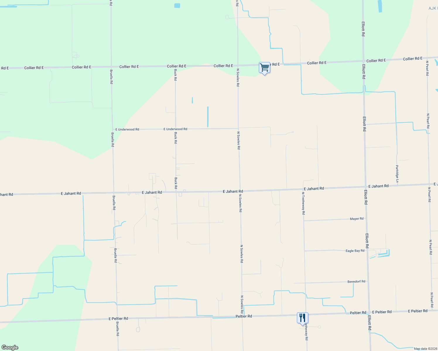 map of restaurants, bars, coffee shops, grocery stores, and more near 10221 East Jahant Road in Acampo